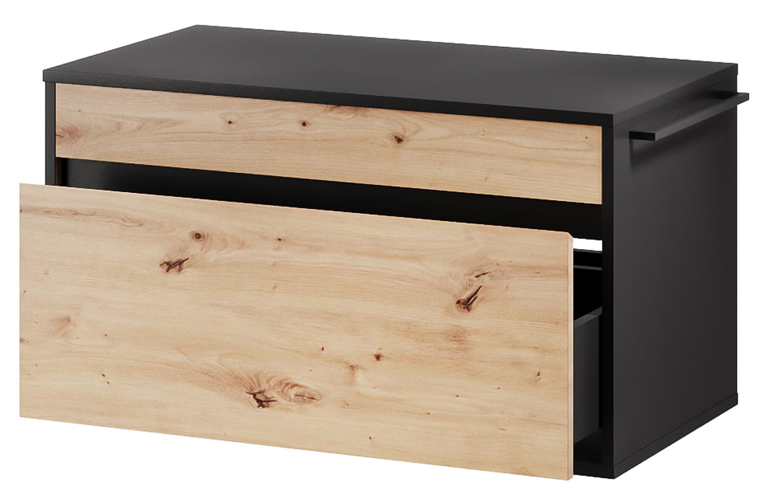 Szafka wisząca MOSSA 58 pod umywalkę 80cm z szufladą i uchwytem na ręcznik dąb artisan/czarny - WG-100-1832