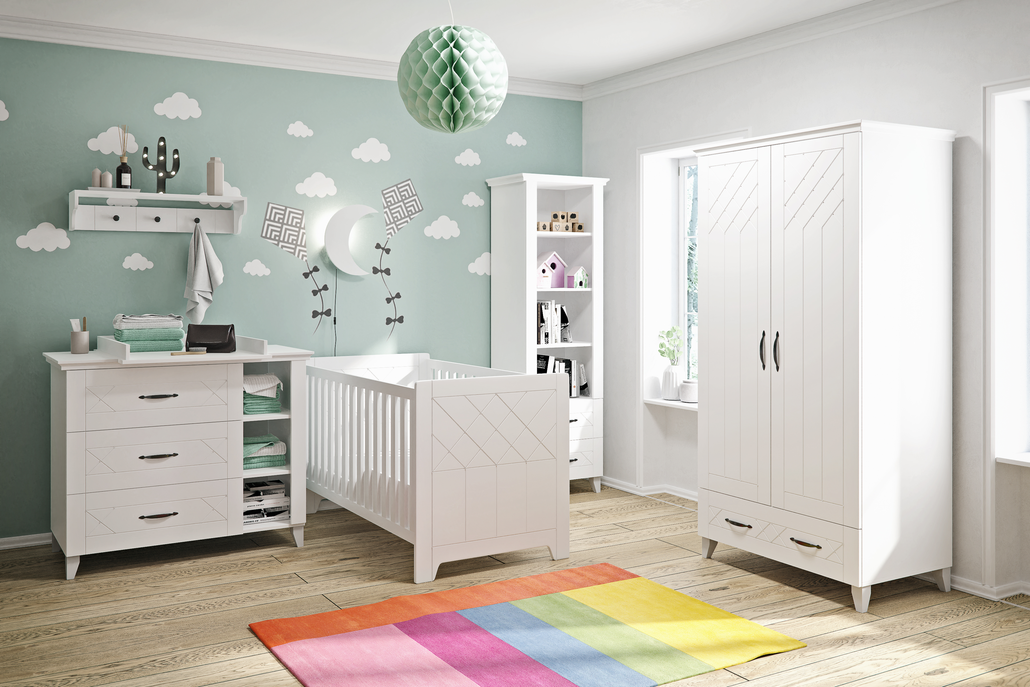 Półka ścienna z haczykami 80cm CLASSIC 6 - biała - BAN_CLA-6