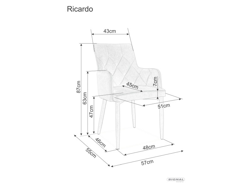 Krzesło RICARDO VELVET aksamitne szare Signal - RICARDOVSZ