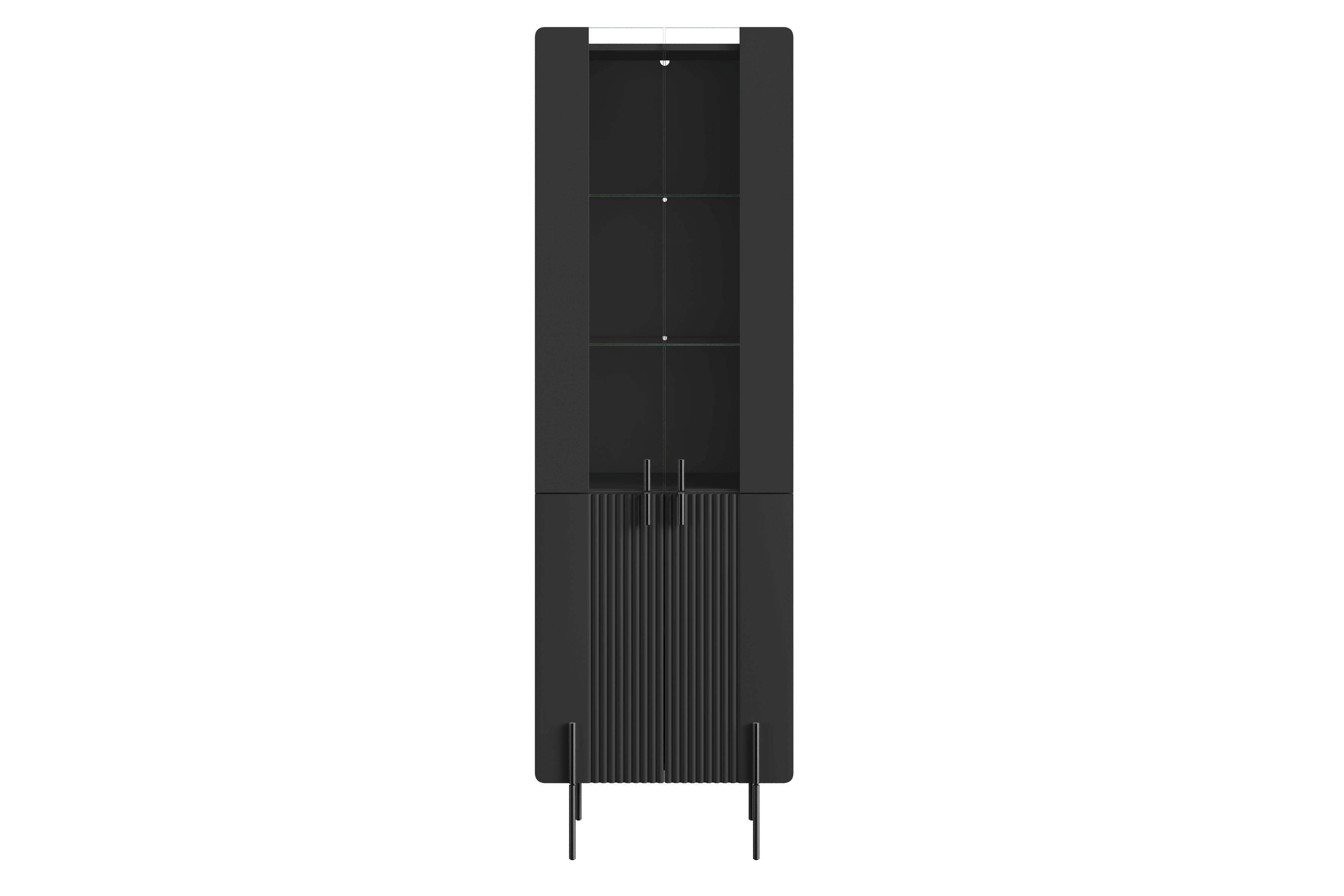 Witryna 4-drzwiowa MALMI 60cm - czarna - czarne nóżki - B_166965