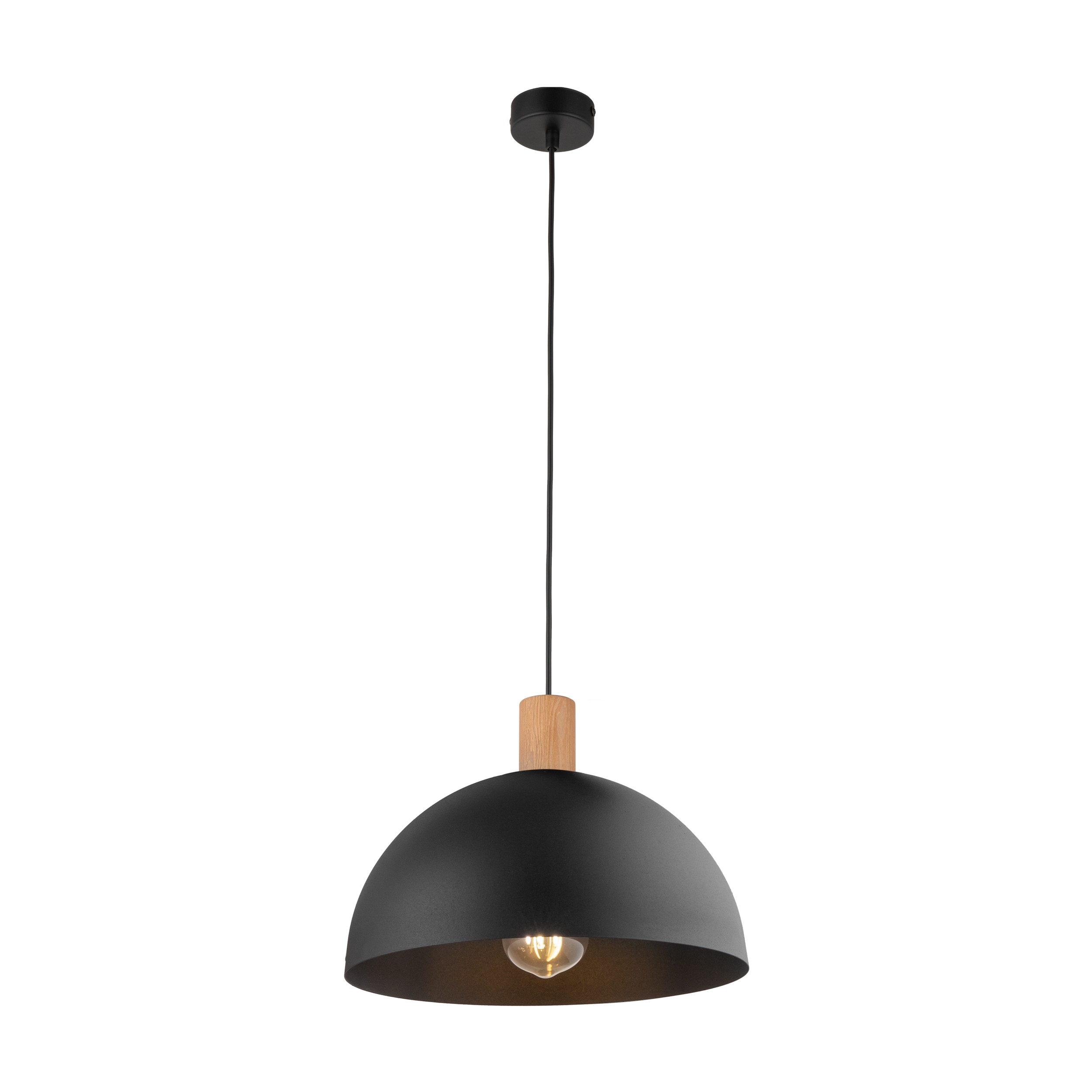 Lampa wisząca OSLO czarna z drewnianym elementem 170x33cm - TK_4852