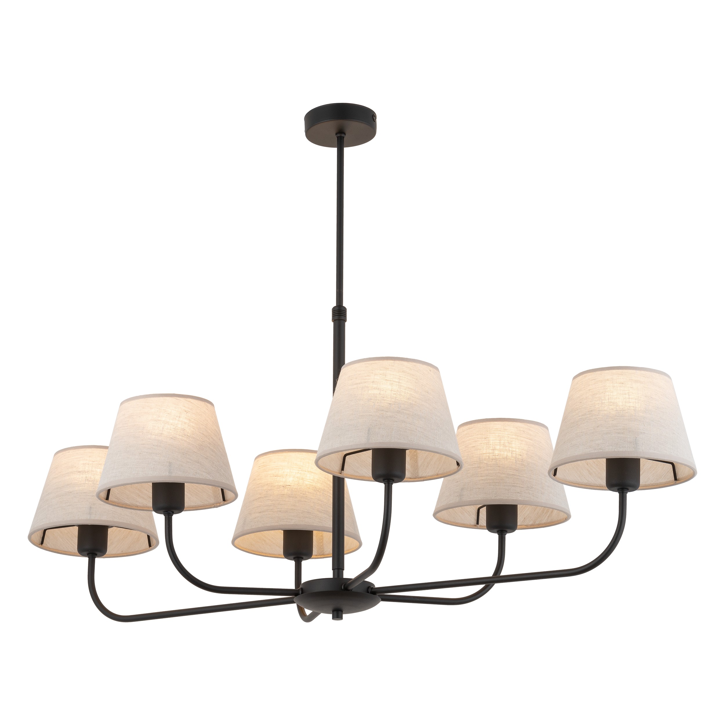 Lampa sufitowa CHICAGO czarna z brązowymi kloszami z tkaniny 100x90x50cm - TK_3999