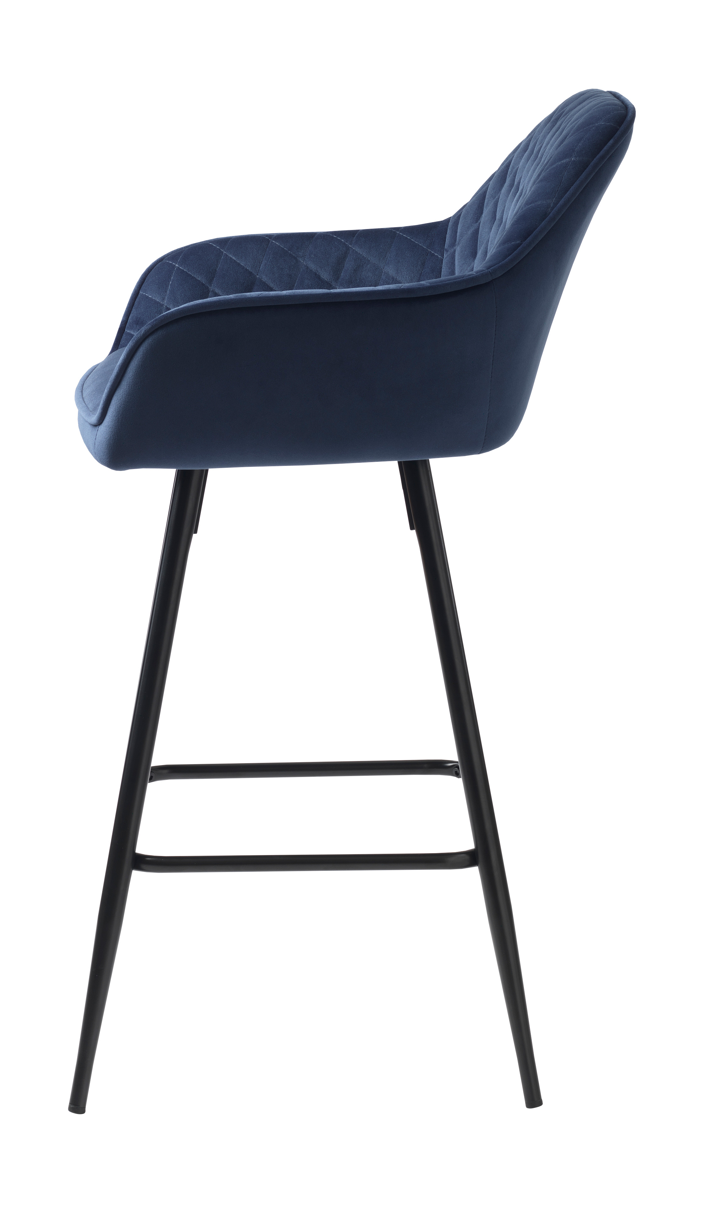 Hoker z podłokietnikami MILTON Velvet pikowany - niebieski - UN_26260010