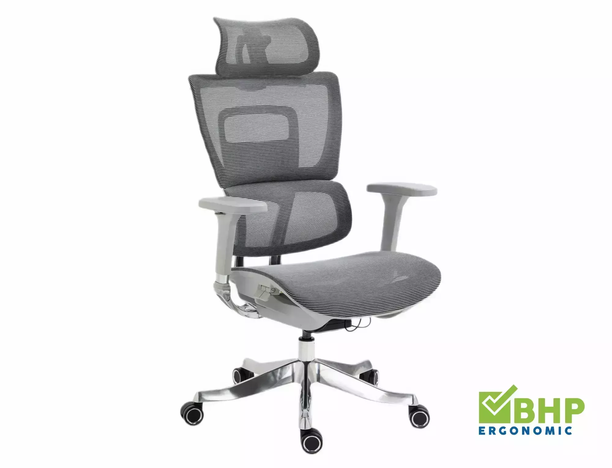 Fotel obrotowy biurowy WINNER LUX z zagłówkiem ergonomiczny szary - OBRWINNERLUXSZ