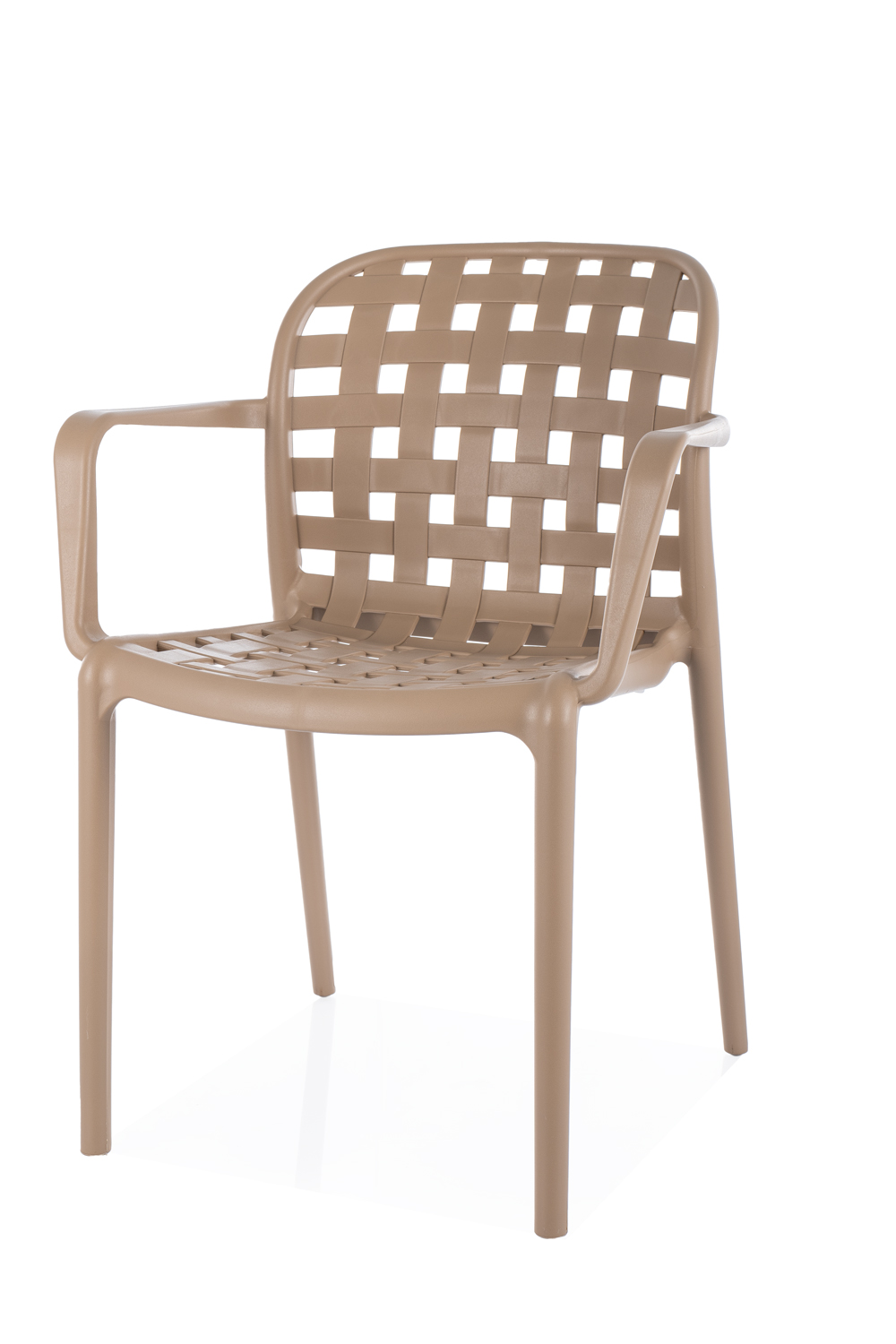 Krzesło ogrodowe plastikowe Strip II z podłokietnikami plecione beżowe