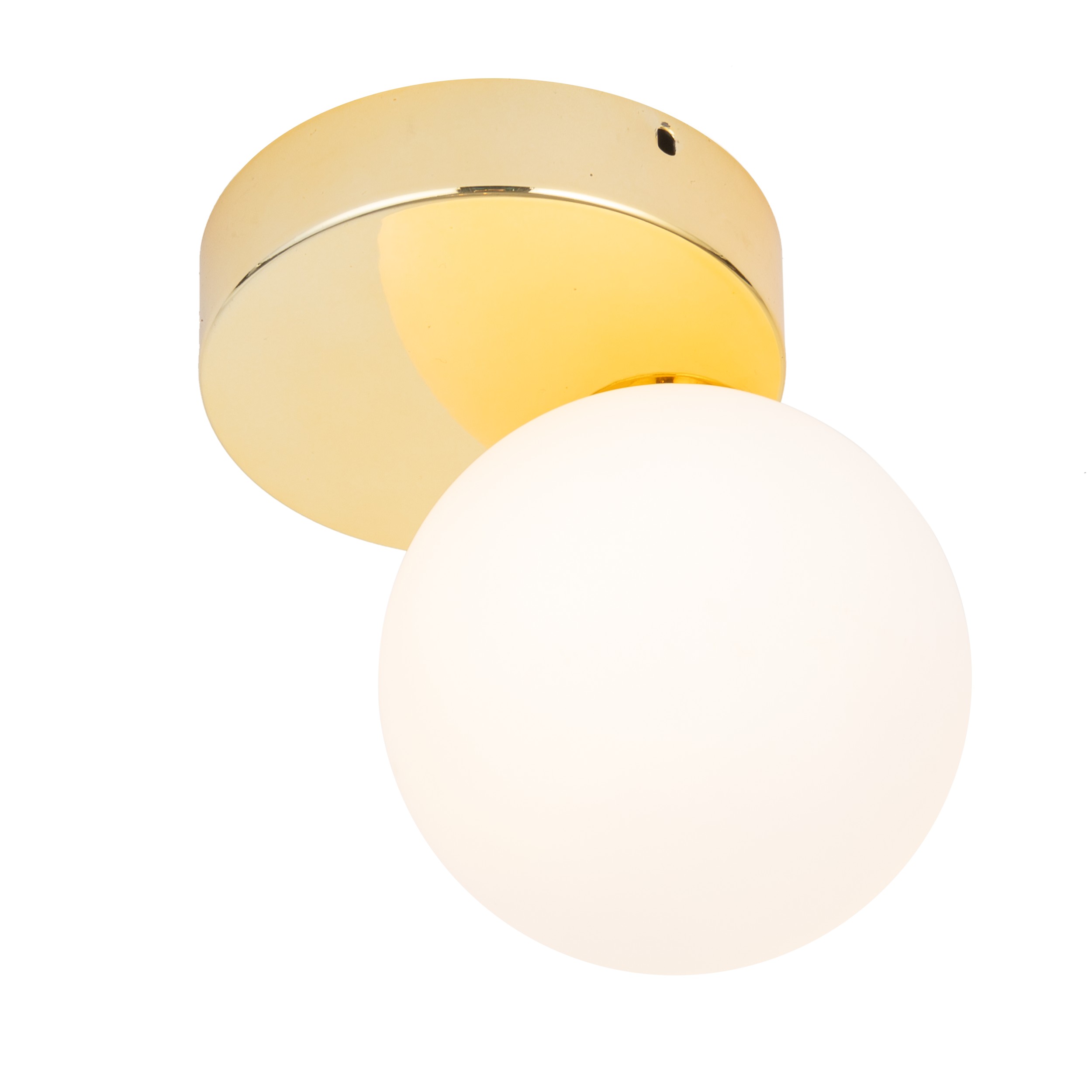 Lampa sufitowa BIANCA złota z białym okrągłym szklanym kloszem 16x15x12cm - TK_4695