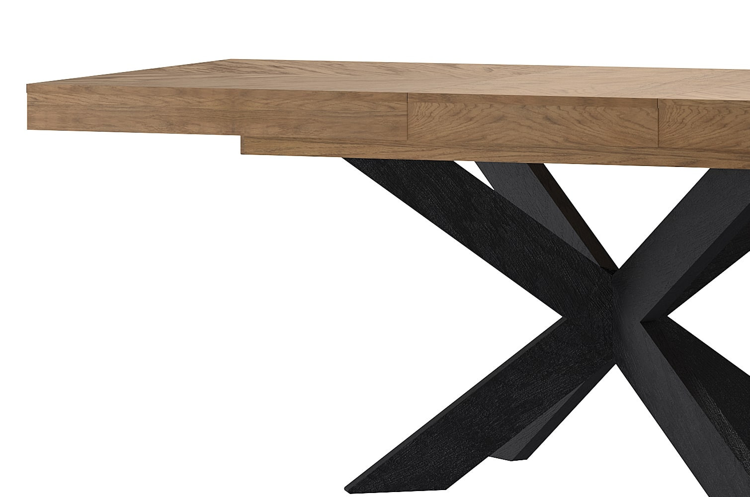 Stół rozkładany COZY 39 z blatem w jodełkę 95x160-210 - dąb rustikal, czarny - TH-100-1582
