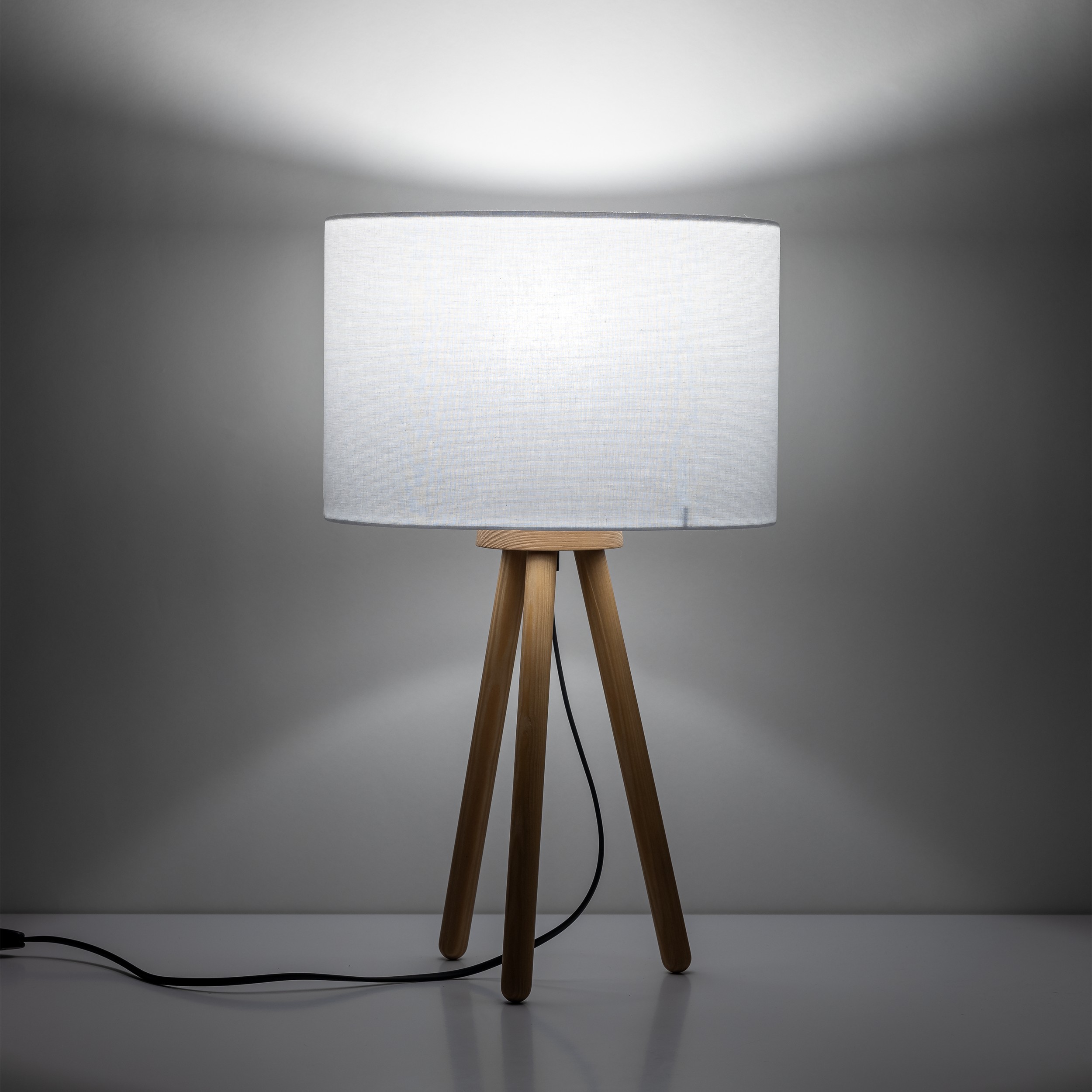 Lampka nocna TOKYO biała na jasnych drewnianych nogach 52x30cm - TK_5290