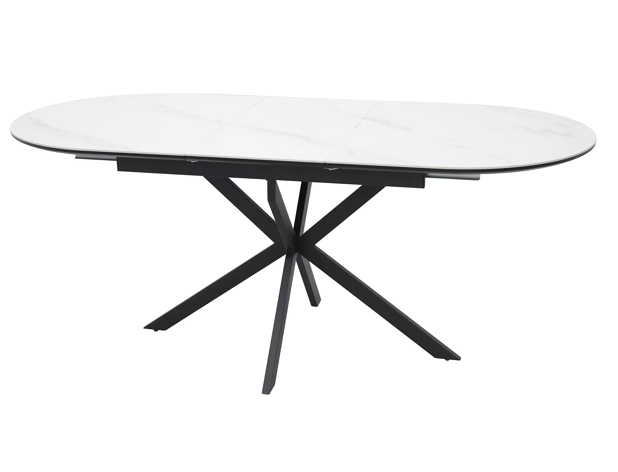 Stół rozkładany owalny GASTON CERAMIC 140(180)x80 biało-czarny