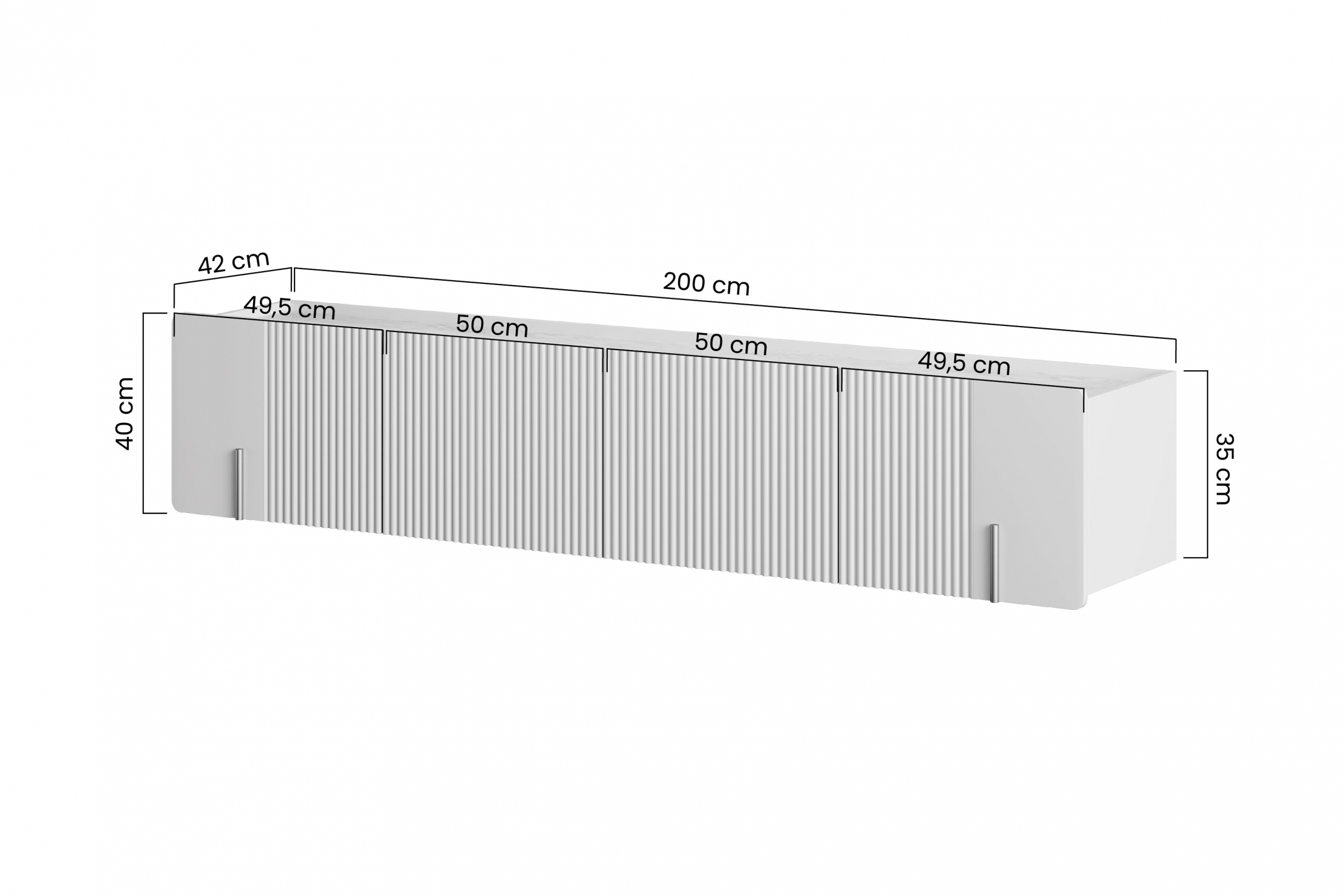 Szafka RTV wisząca MALMI 2-drzwiowa z 2 szufladami 200cm - kaszmirowy - czarny - B_167030