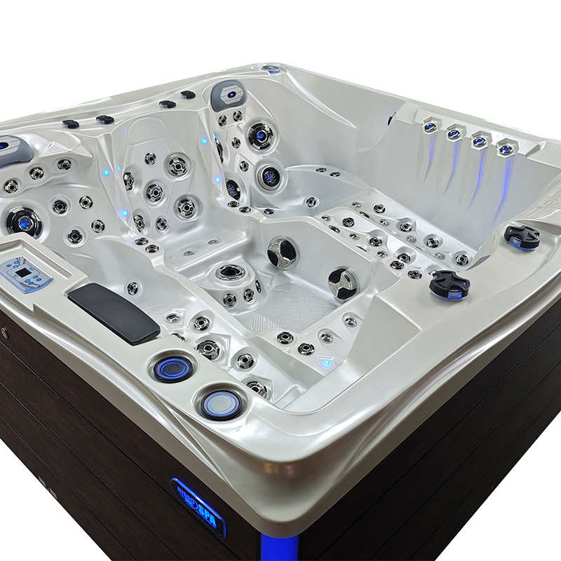 Jacuzzi ogrodowe 5-os. z hydromasażem SPA-747 210x210 cm biały/brązowy - HS_SPA747-3891
