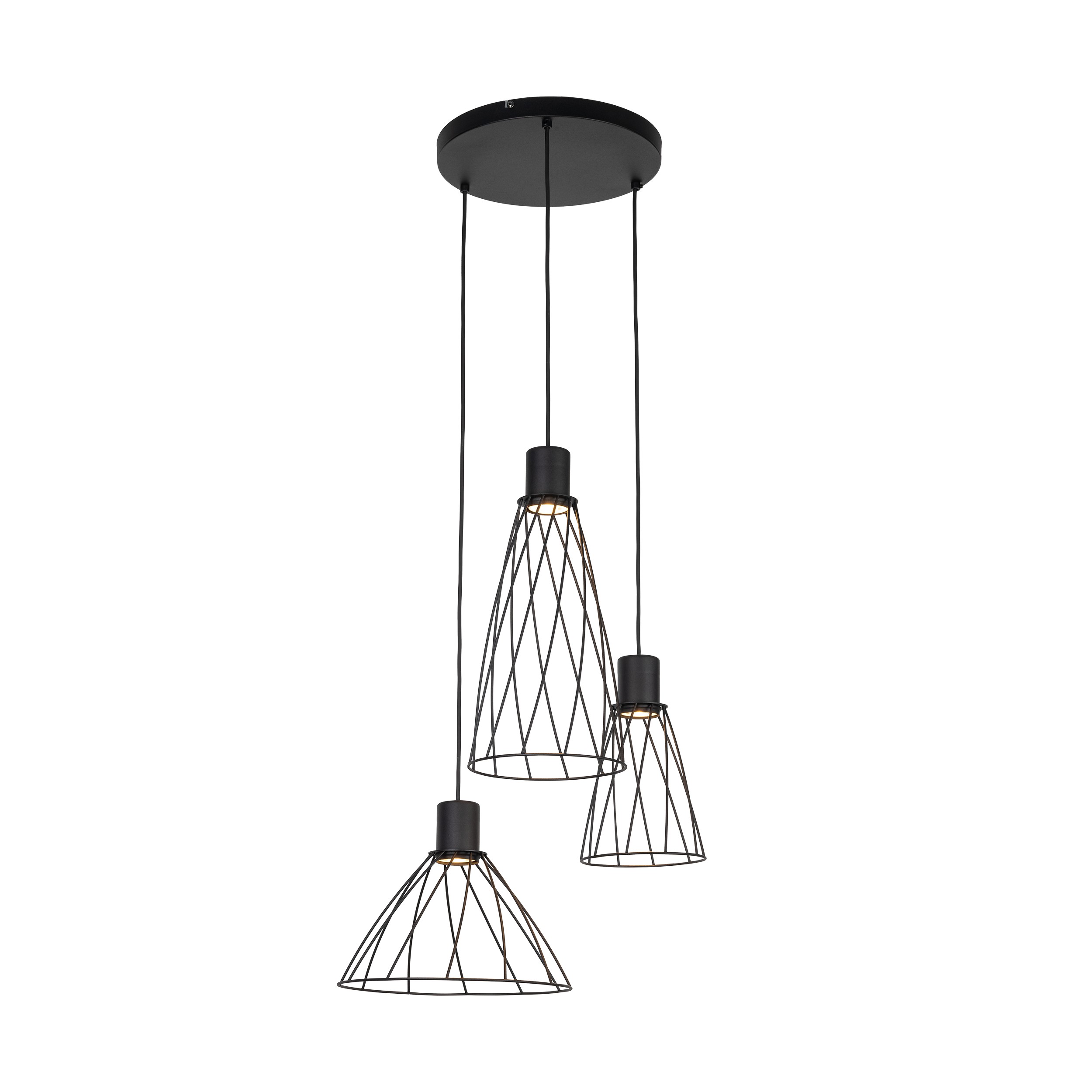 Lampa wisząca MODESTO czarna z ażurowymi kloszami o różnych kształtach 120x50cm - TK_10187