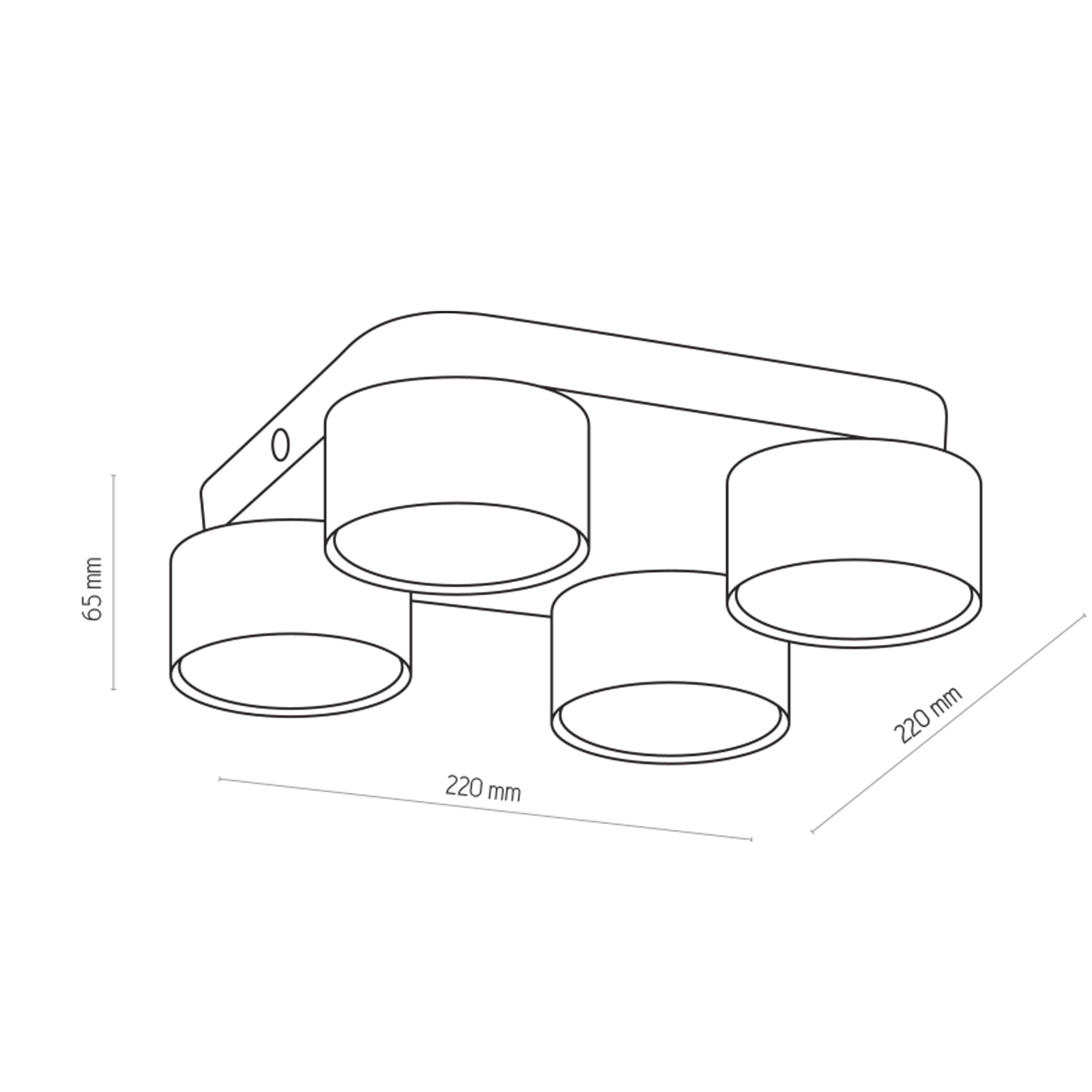 Lampa sufitowa SPACE biała na prostokątnej podstawie okrągłe 4 klosze 22x6cm - TK_3393