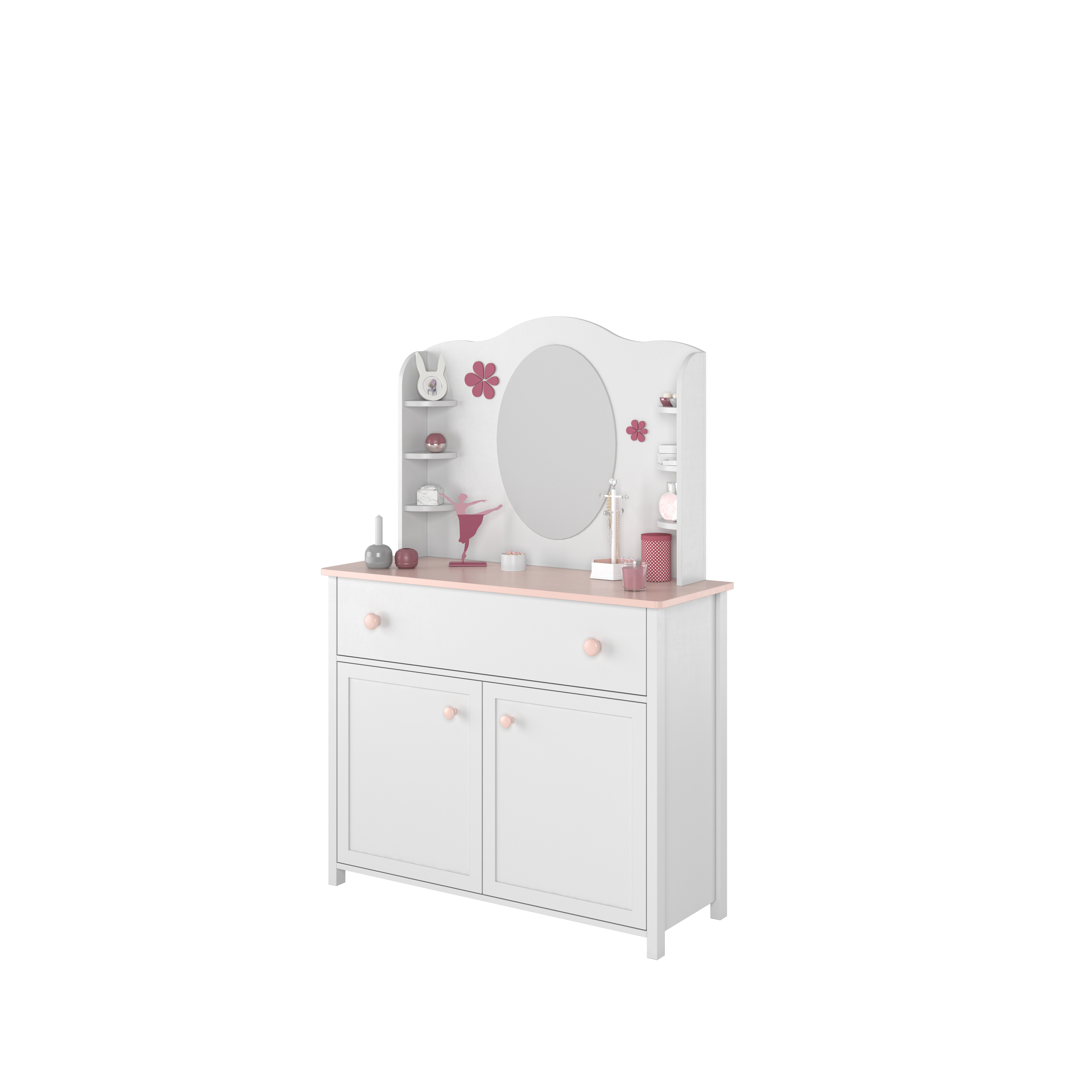 Komoda LUNA LN-05 biało-różowa - LN5BR