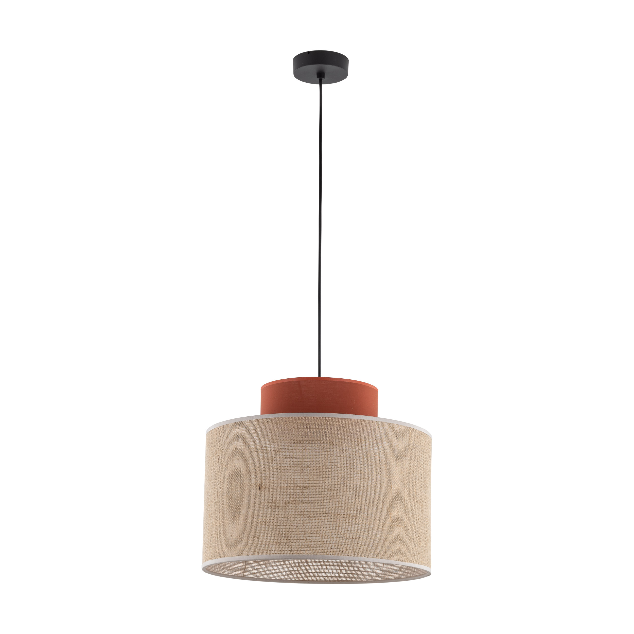 Lampa wisząca JUTA DUO czarna ceglana z brązowym kloszem z tkaniny 160x20cm