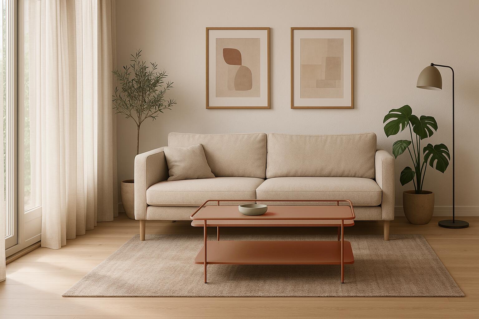 Stolik kawowy metalowy YUBA z półką 55x110 cm - ceglasty - UN_54870000