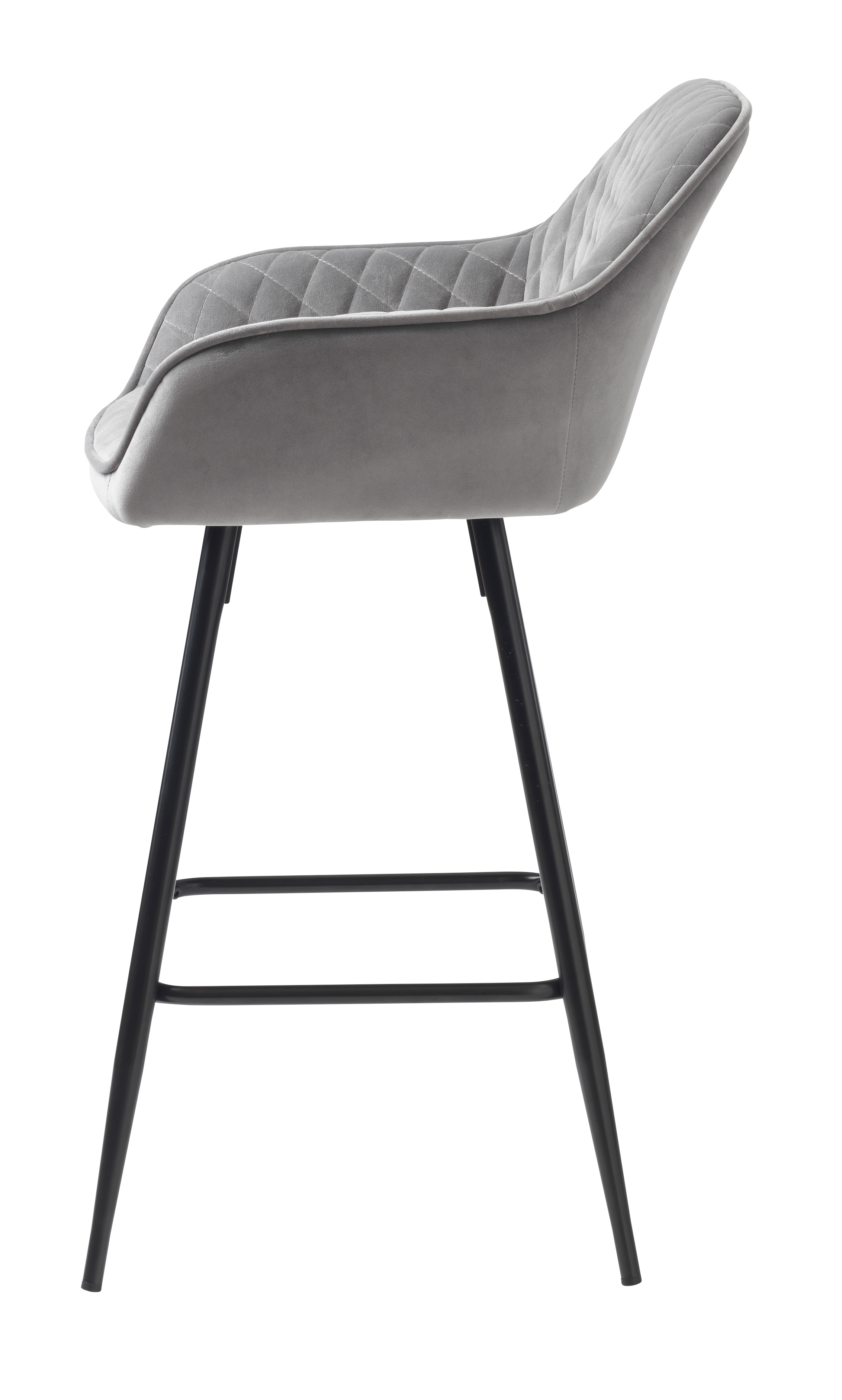 Hoker z podłokietnikami MILTON Velvet pikowane - szary - UN_26260006