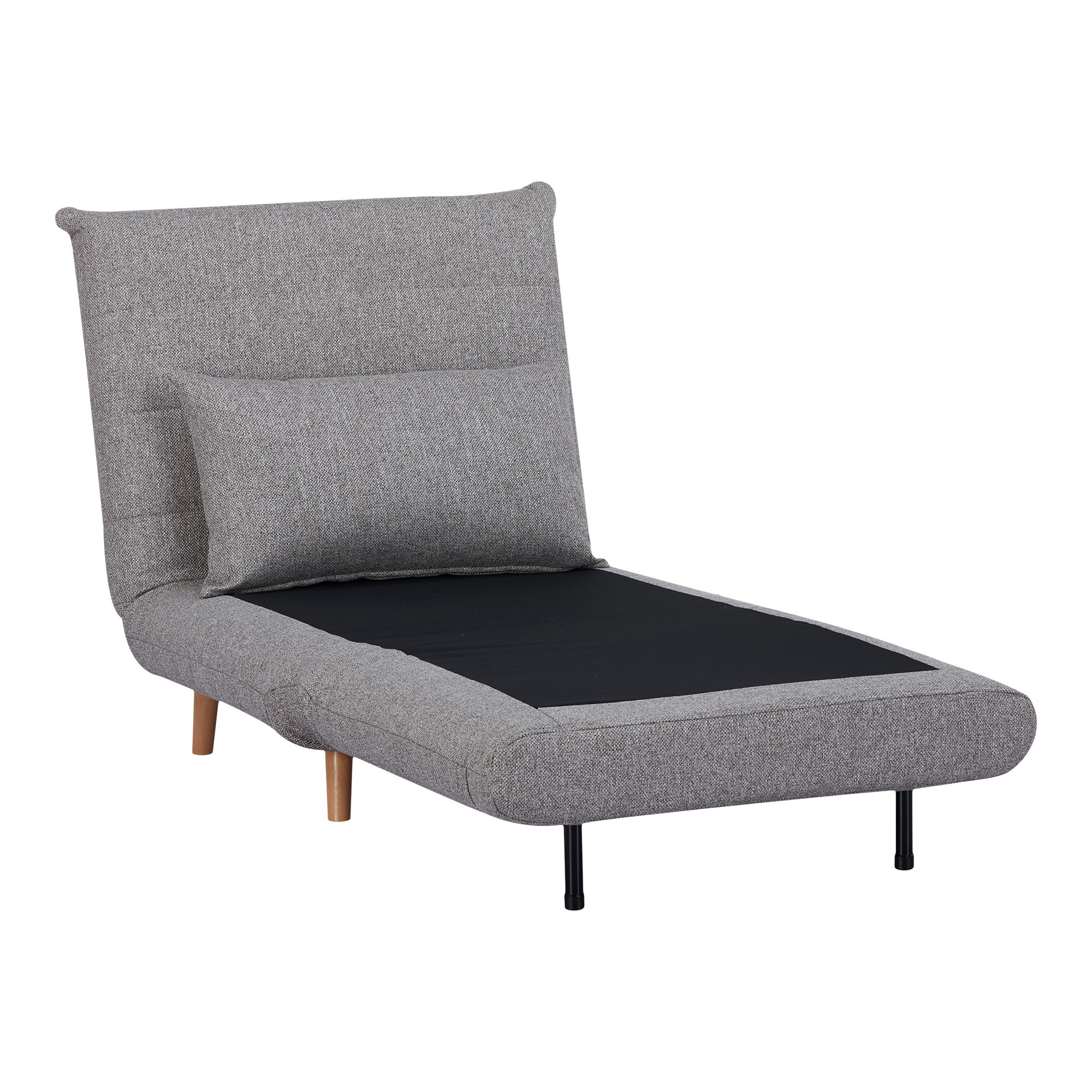 Sofa rozkładana 1-osobowa MARLOW szara naturalne drewniane nóżki - 1302020
