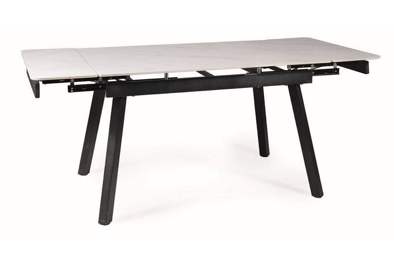 Stół rozkładany JOHN Biały efekt marmuru/Czarny 120(180)x85