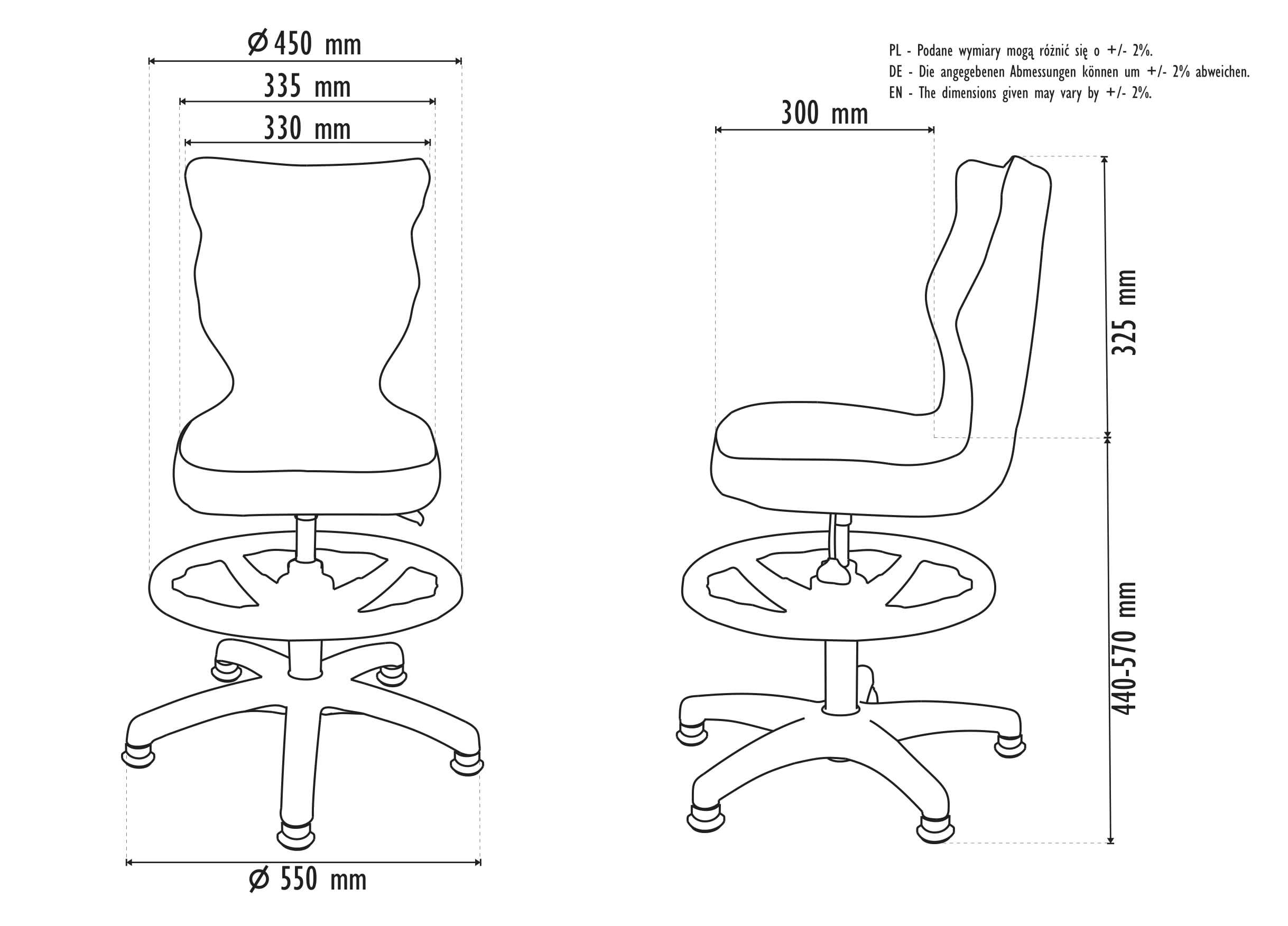 Krzesło dziecięce Petit Szary Monolith 24 rozmiar 3 WK+P - AB-A-3-D-A-MT24-B