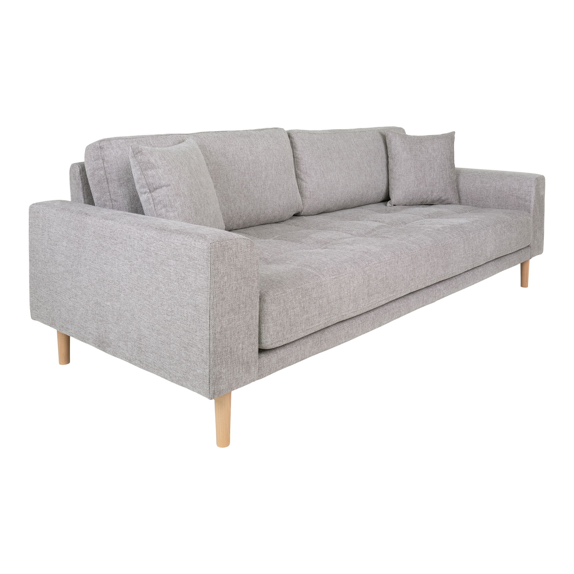Sofa wypoczynkowa 3-osobowa LIDO jasnoszara, naturalne nóżki - 1301750