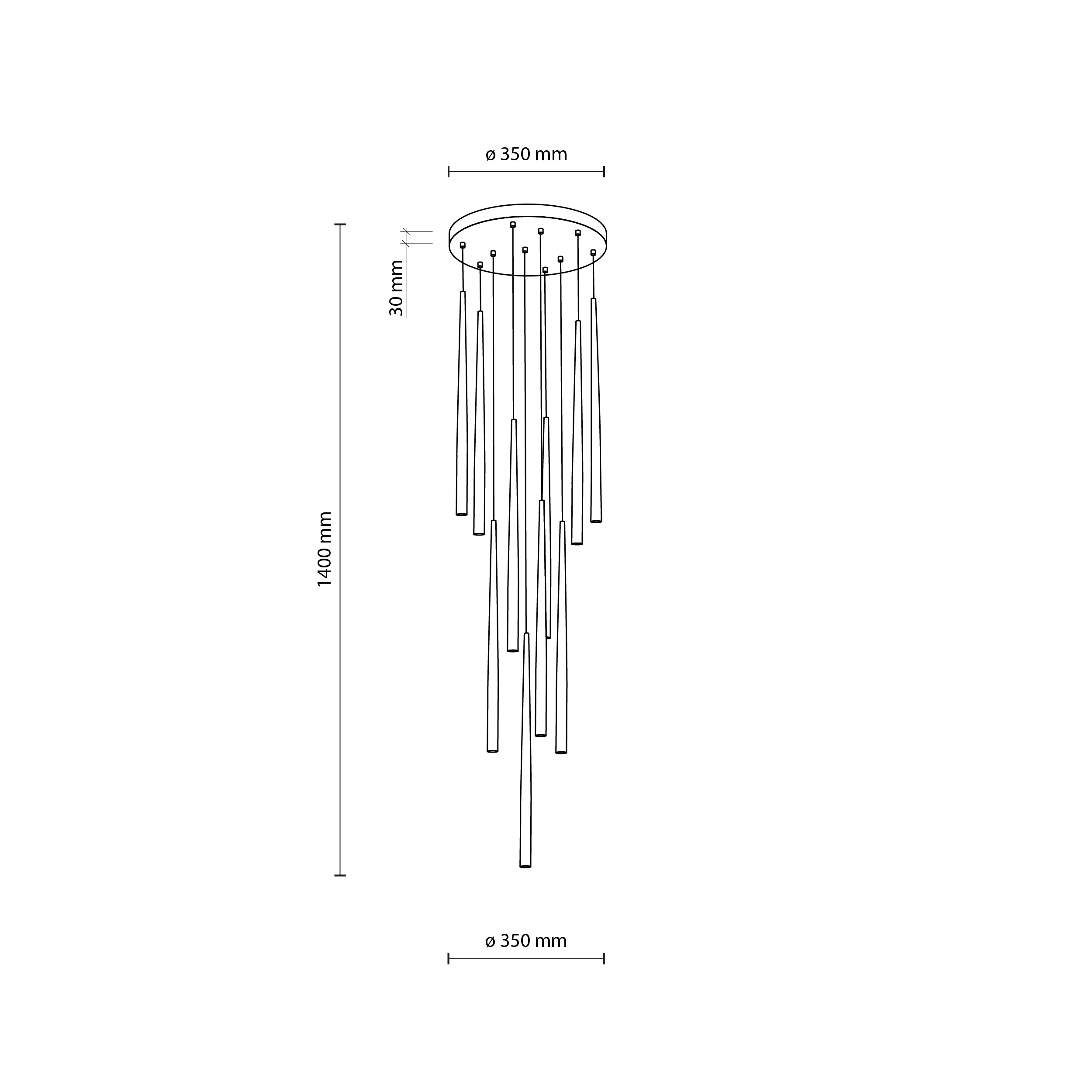 Lampa wisząca PIANO czarna 140x35cm - TK_10114