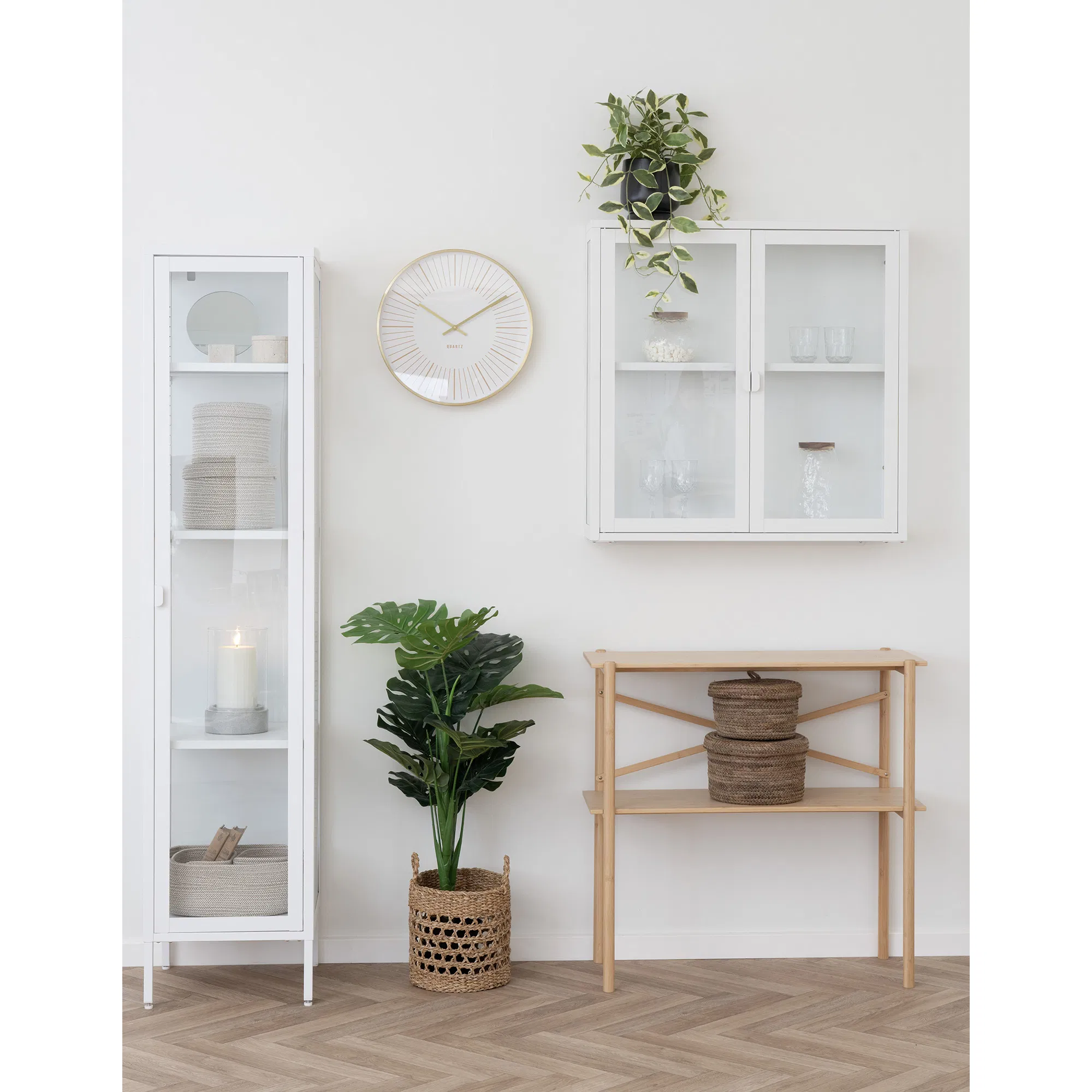 Witryna 1-drzwiowa szklane BRISBANE przeszklone boki 40x35x180 cm - biała - 3003001