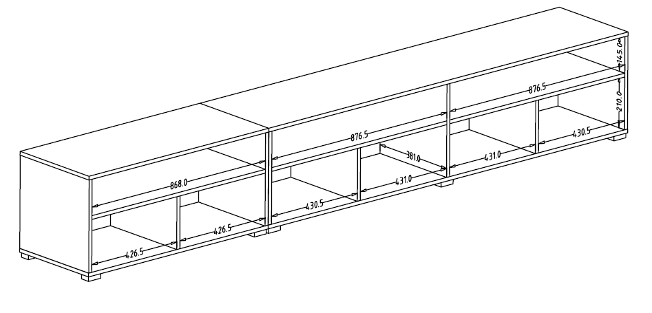 Szafka RTV ATHENS 40 z opcją powieszenia czarna 270x41x40cm - 24W1LG40