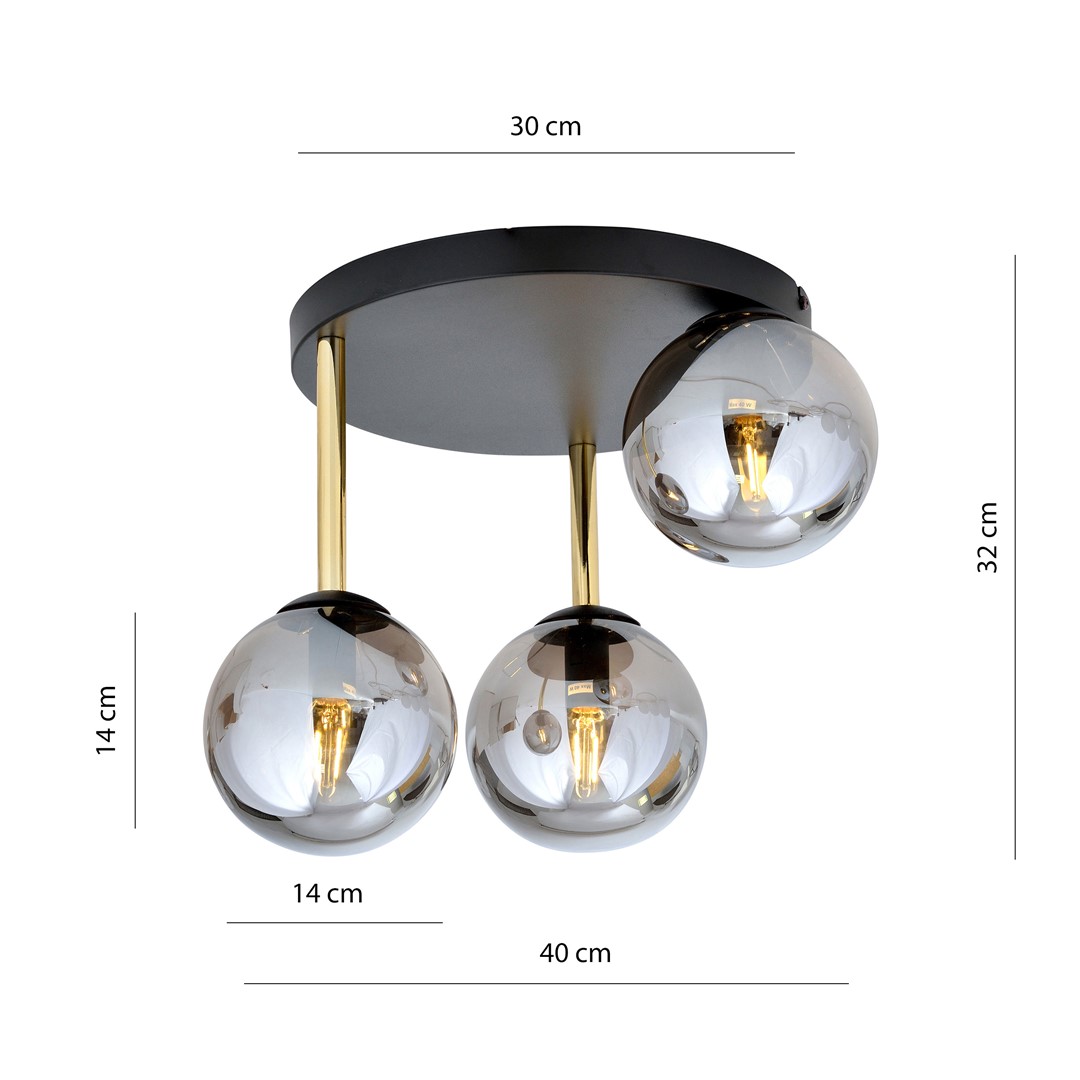 Lampa sufitowa DOLCE Czarny,Złoty 1259/3 - 1259/3
