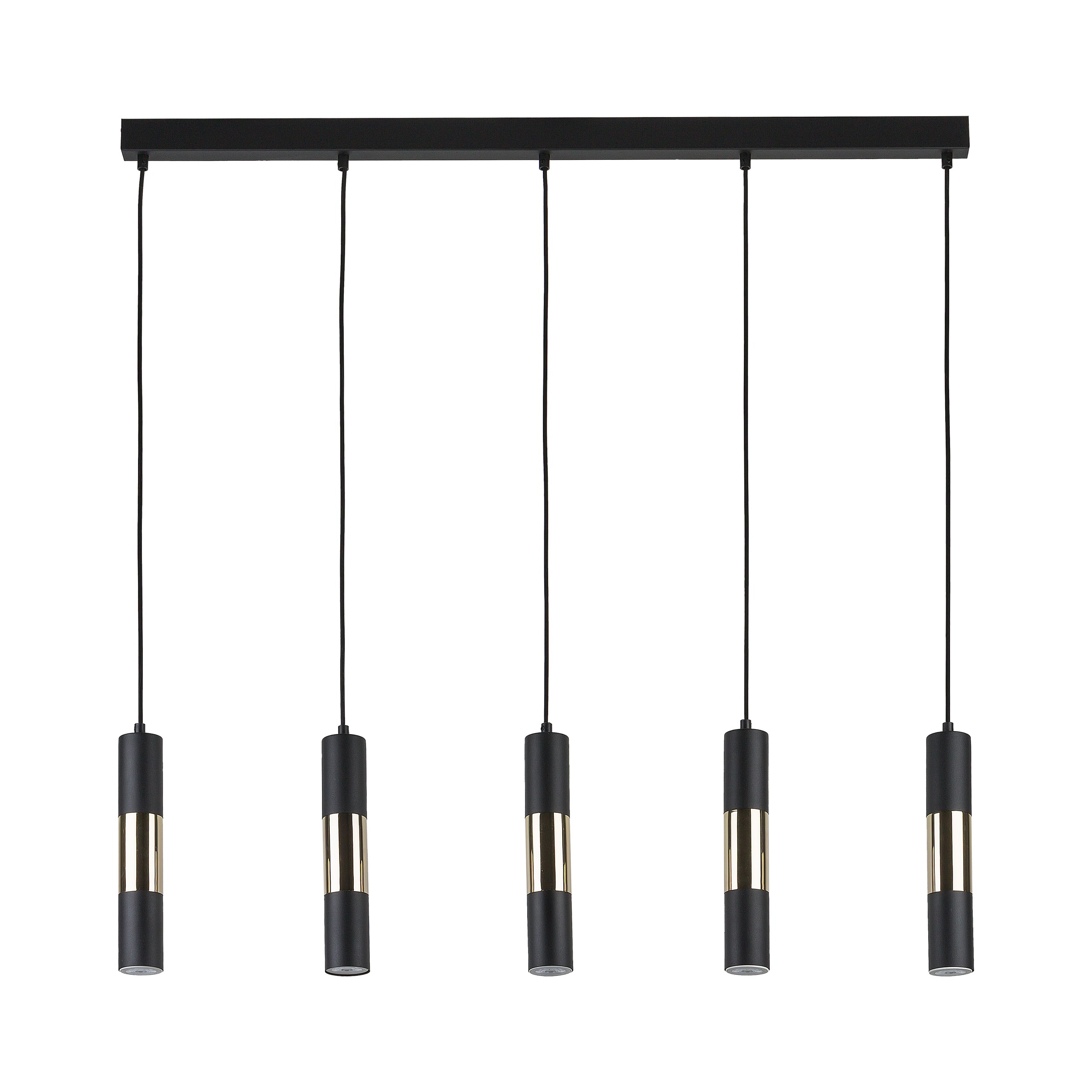 Lampa wisząca VIVIEN czarna na listwie ze złotymi elementami 137x100x5cm - TK_4758