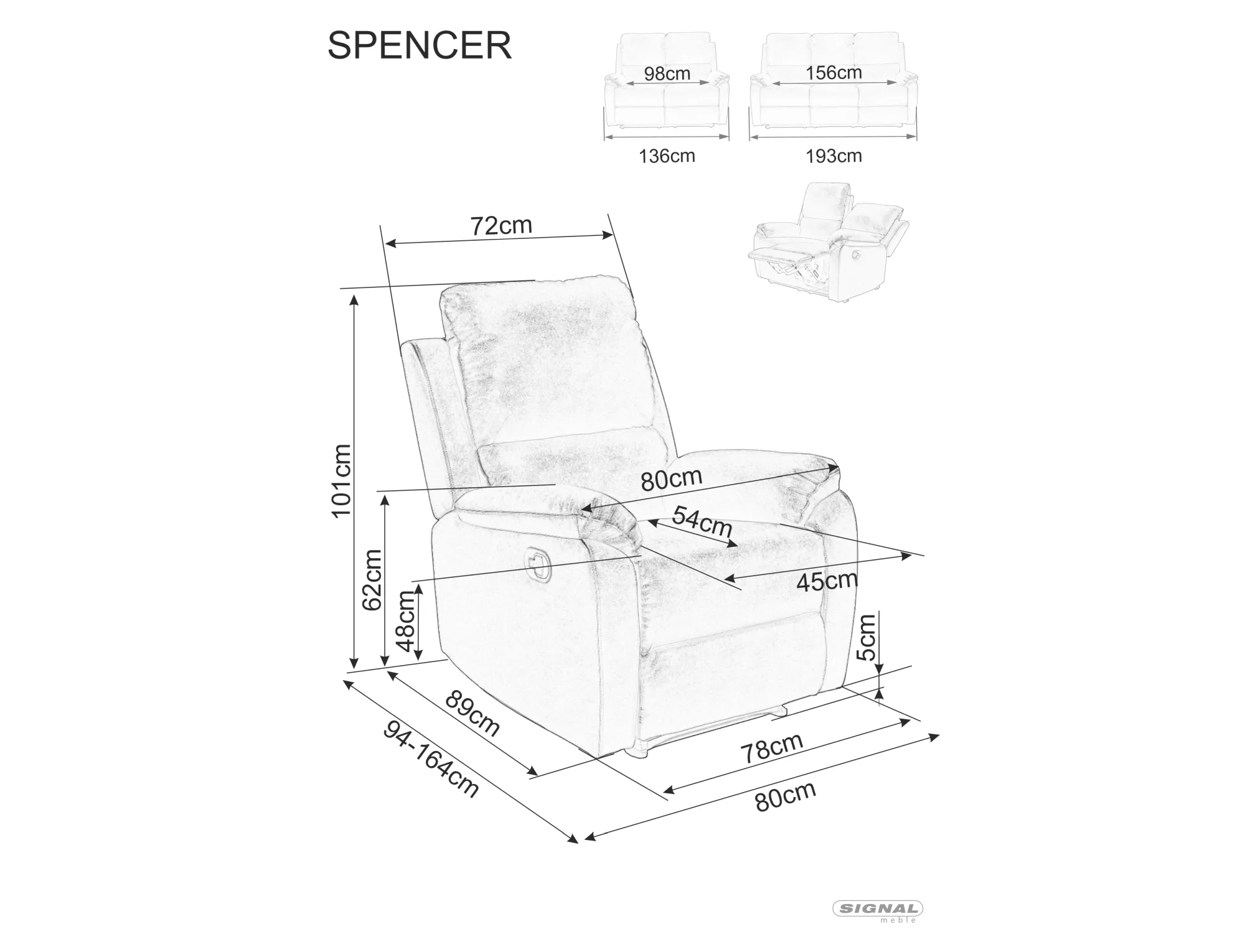 Fotel rozkładany SPENCER 1 BJORN szary 13 - SPENCER1BJSZ