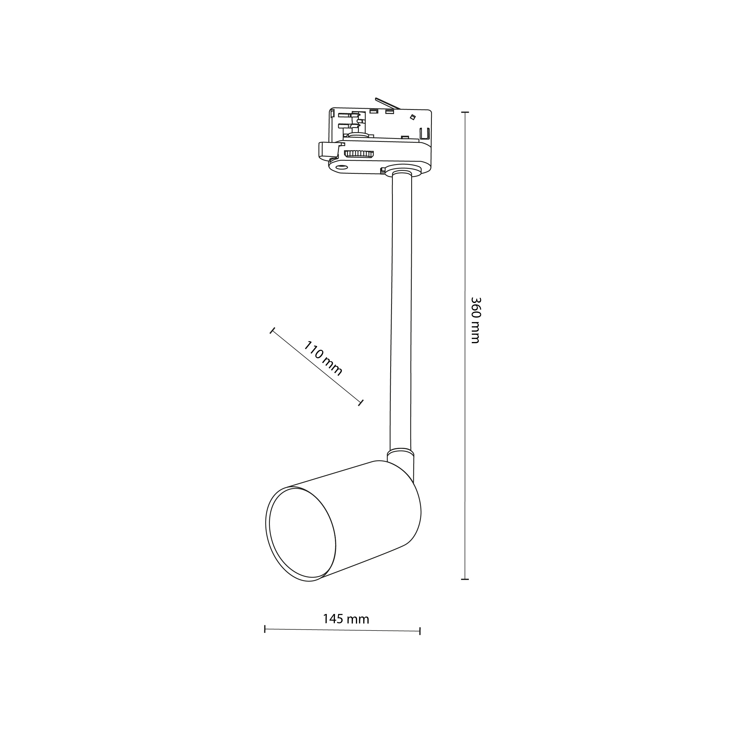 Lampa listwowa TRACER czarna regulowana na długim ramieniu trójobwodowa 36x14x11cm - TK_4931