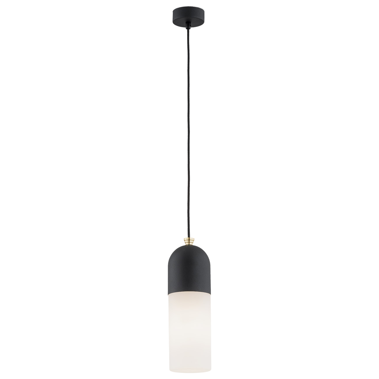 Lampa wisząca BURGOS czarna matowa mosiądz biały klosz 113cm