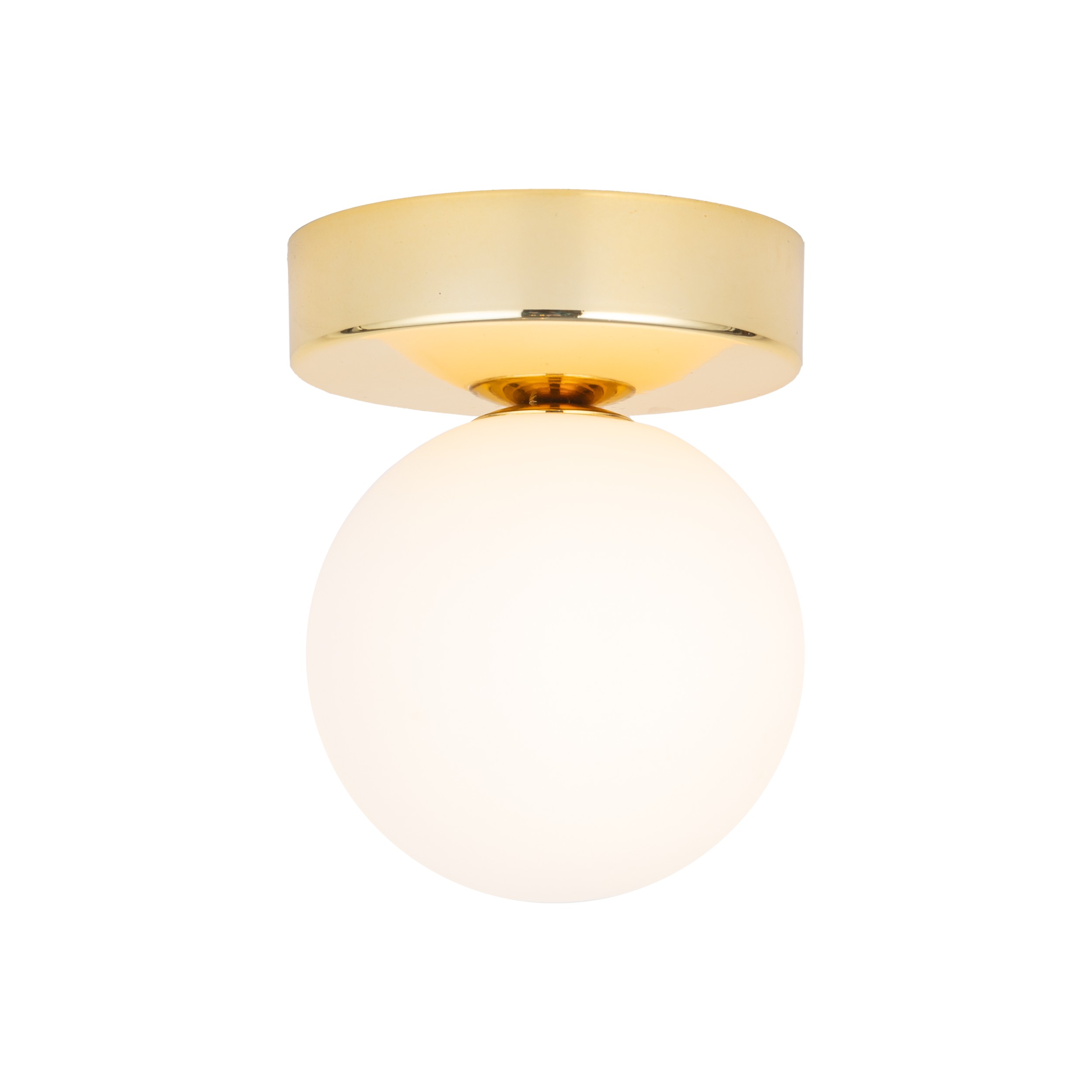 Lampa sufitowa BIANCA złota z białym okrągłym szklanym kloszem 16x15x12cm - TK_4695