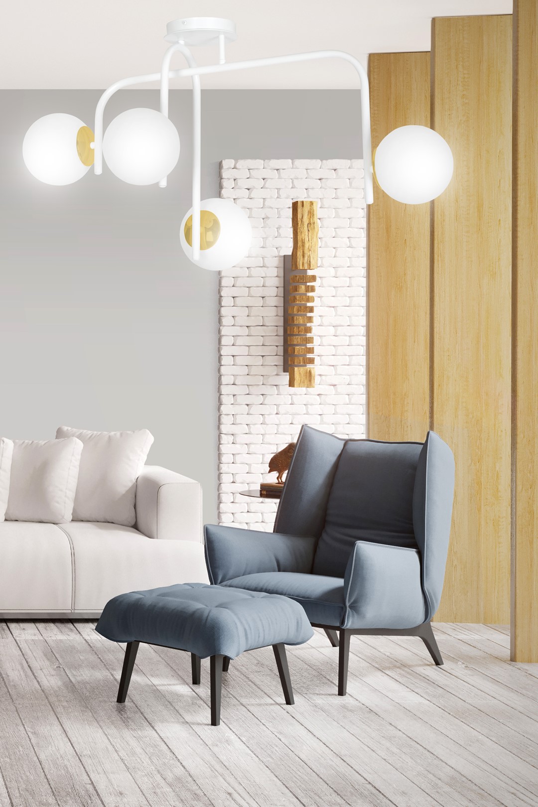 Lampa sufitowa  RAGNAR Biały/Złoty 1033/4B - 1033/4B