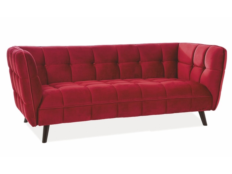 Sofa CASTELLO 3 VELVET bordowy bluvel 59/wenge