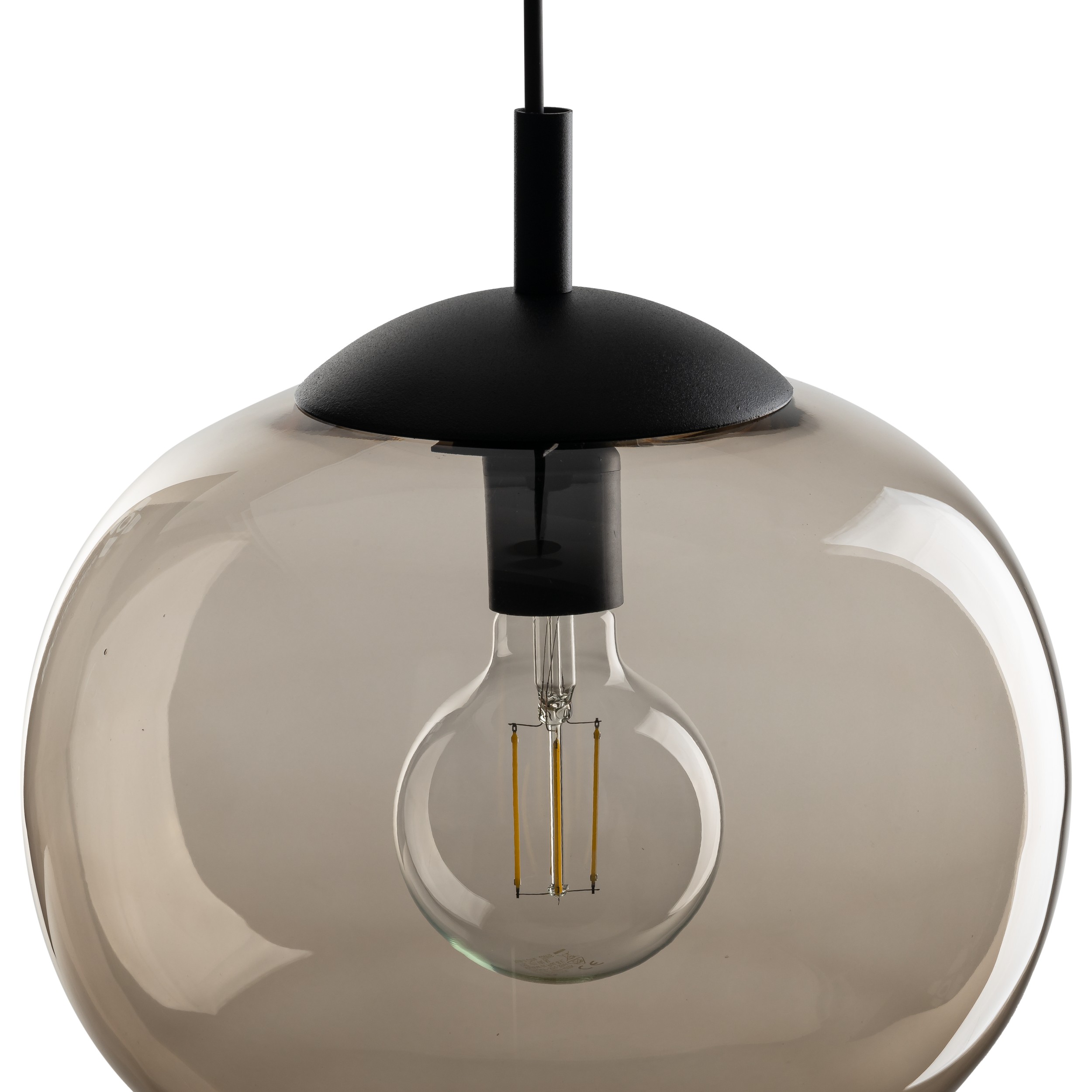 Lampa wisząca VIBE czarna z dymionym okrągłym kloszem 165x25cm - TK_4676
