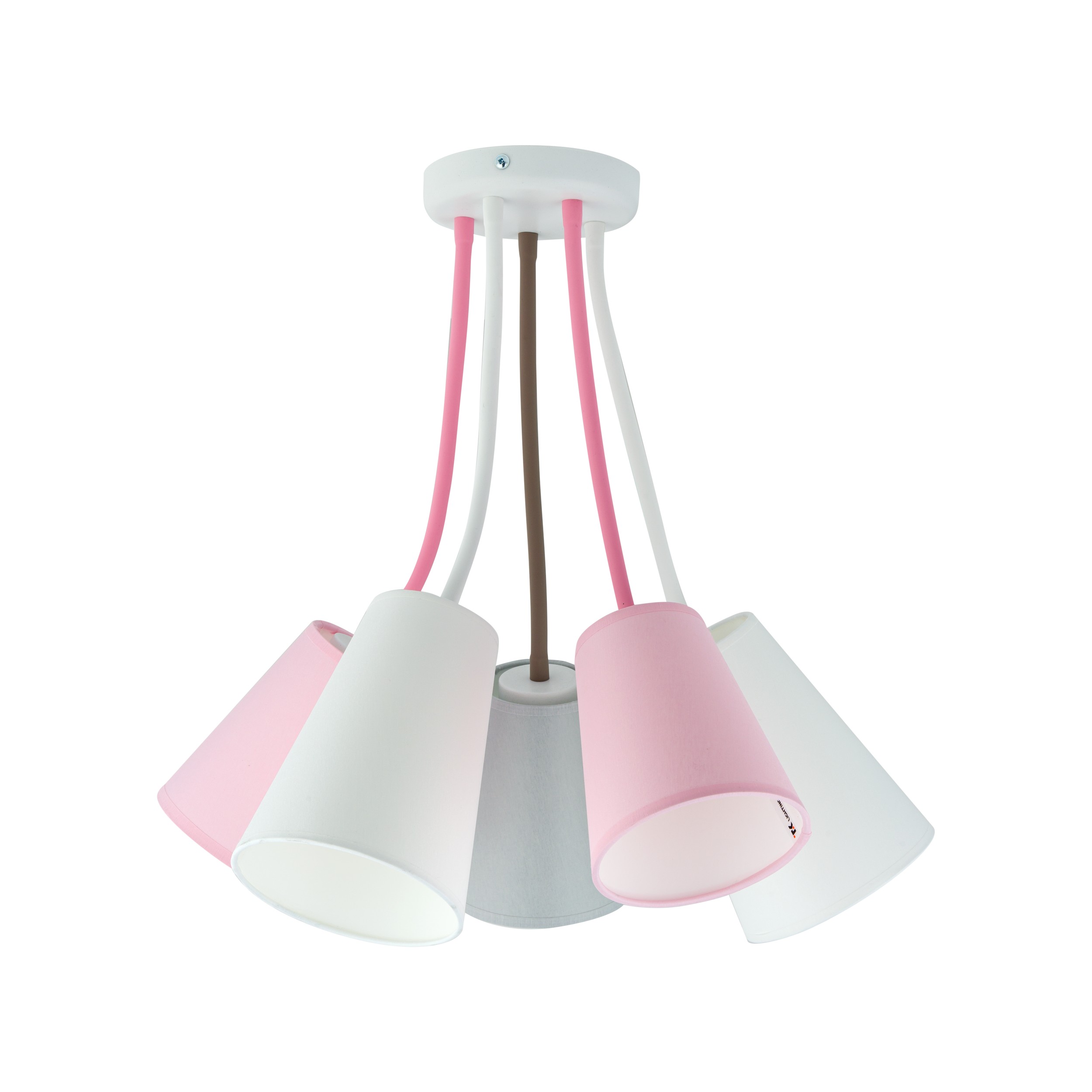 Lampa sufitowa WIRE KIDS biała z różnokolorowymi biały różowy szary kloszami regulowana 70x50cm