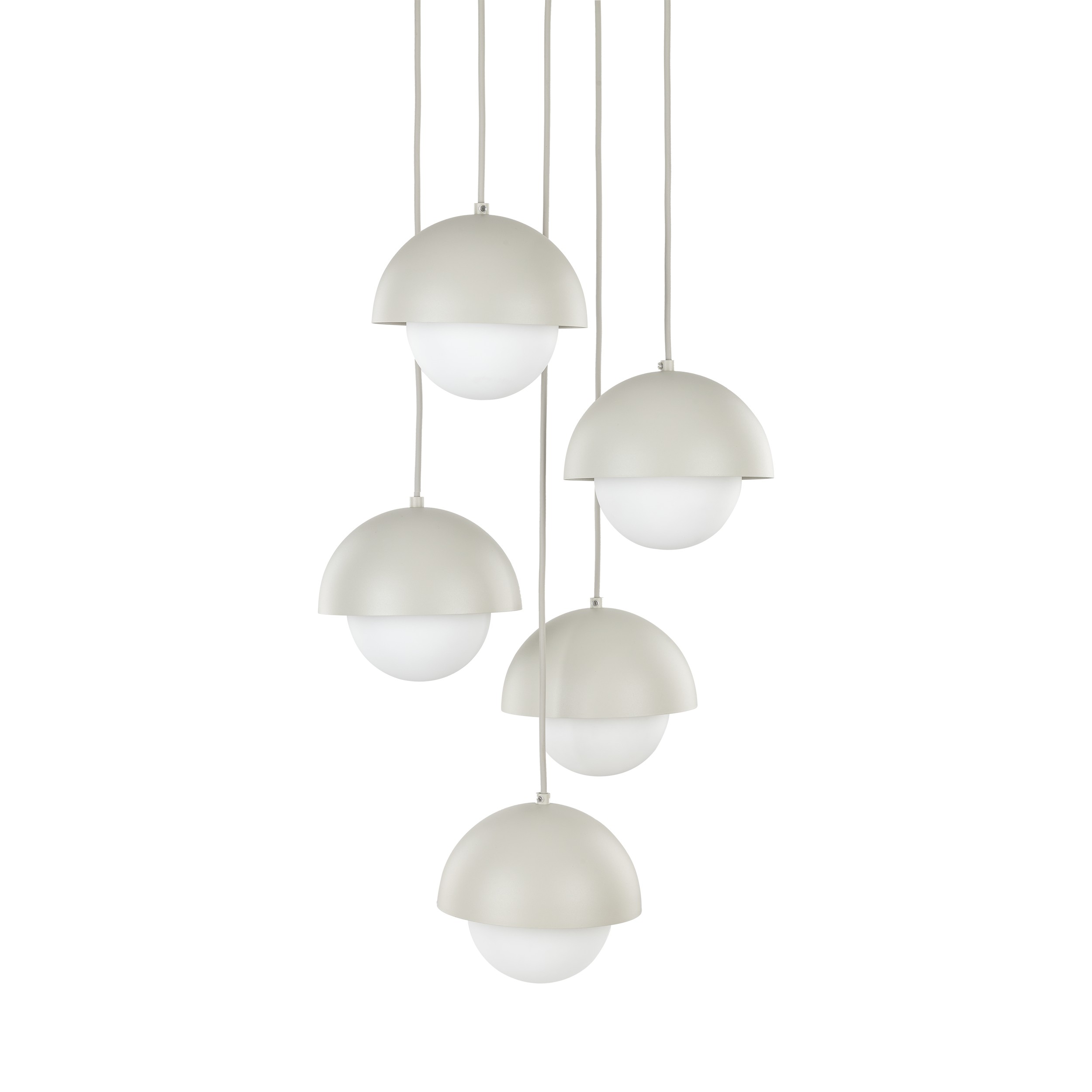 Lampa wisząca BONO beżowa z białymi okrągłymi szklanymi kloszami 140x32cm - TK_10214