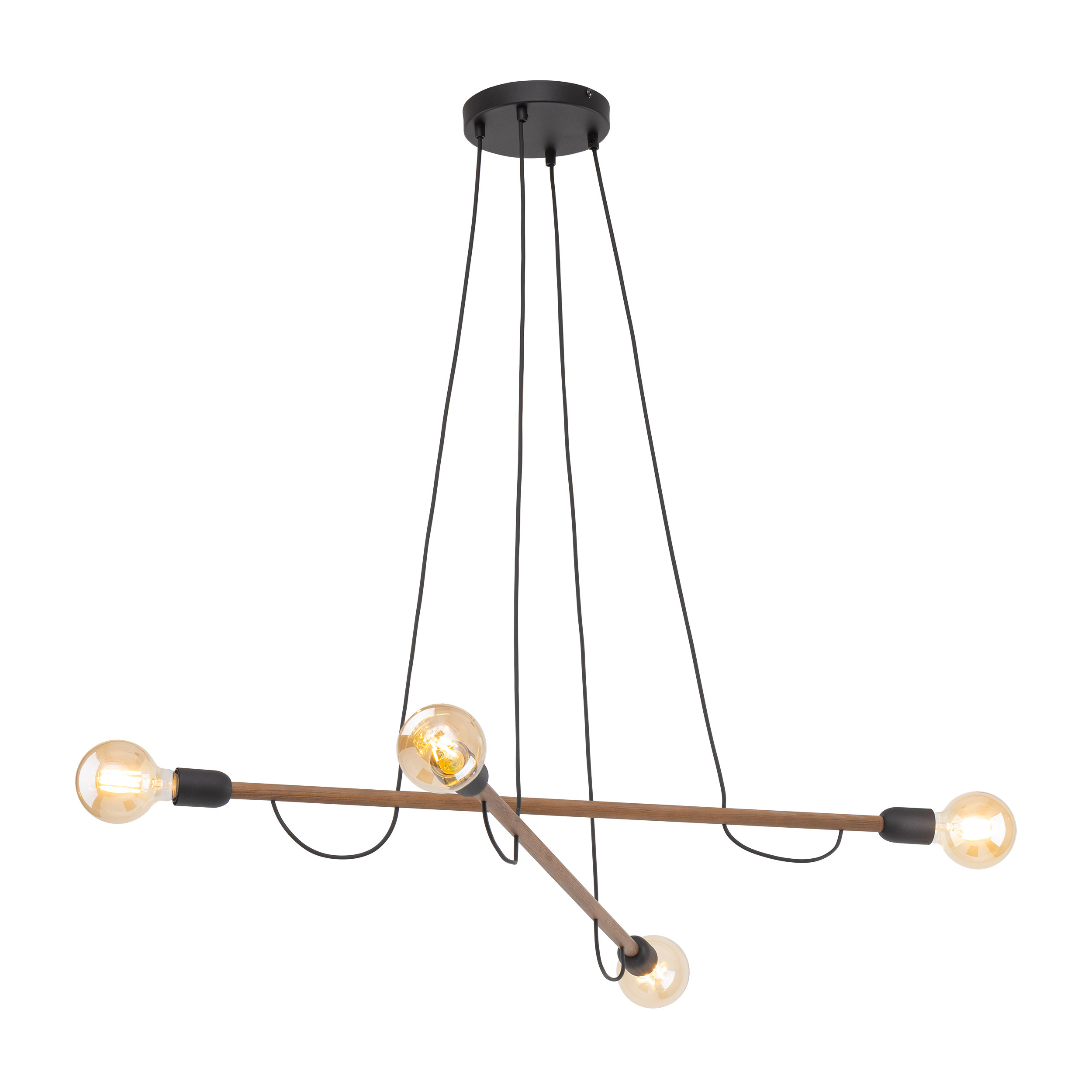 Lampa wisząca HELIX czarna z ciemnymi drewnianymi poprzeczkami z orzecha 130x93cm - TK_4949