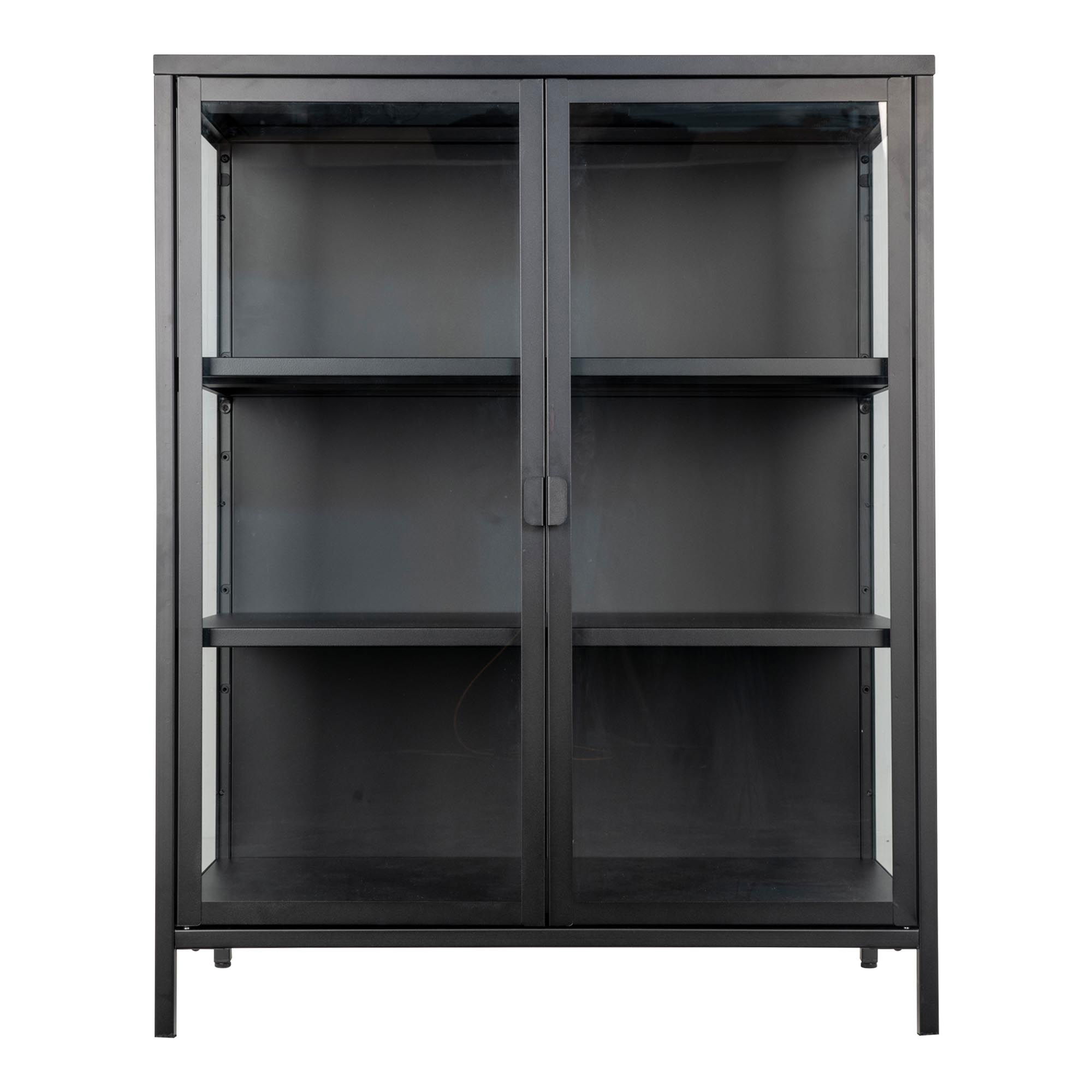 Witryna niska 2-drzwiowa BRISBANE przeszklone boki 80x40x101 cm - czarna - 3001045