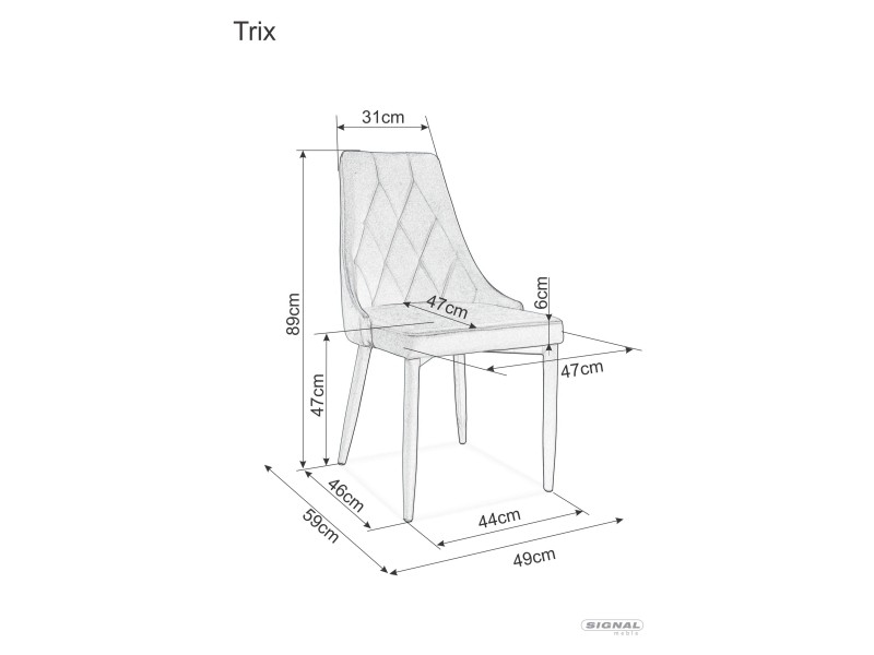 Krzesło TRIX VELVET aksamitne szare Signal - TRIXVSZ