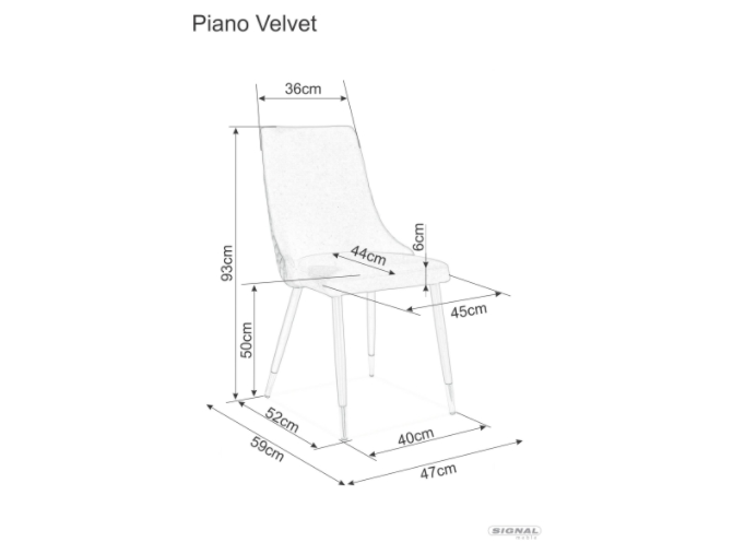 Krzesło PIANO VELVET Czarny-Złoty stelaż/Czarny aksamit SIGNAL - PIANOVCC