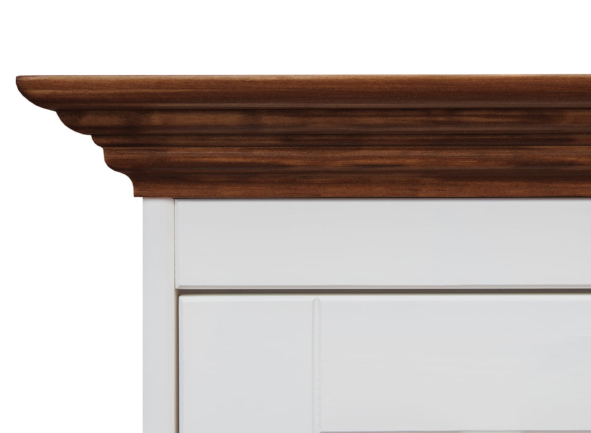 Witryna wysoka BELLUNO ELEGANTE 4-drzwiowa z 2 szufladami - biała/orzech - PL015B/O
