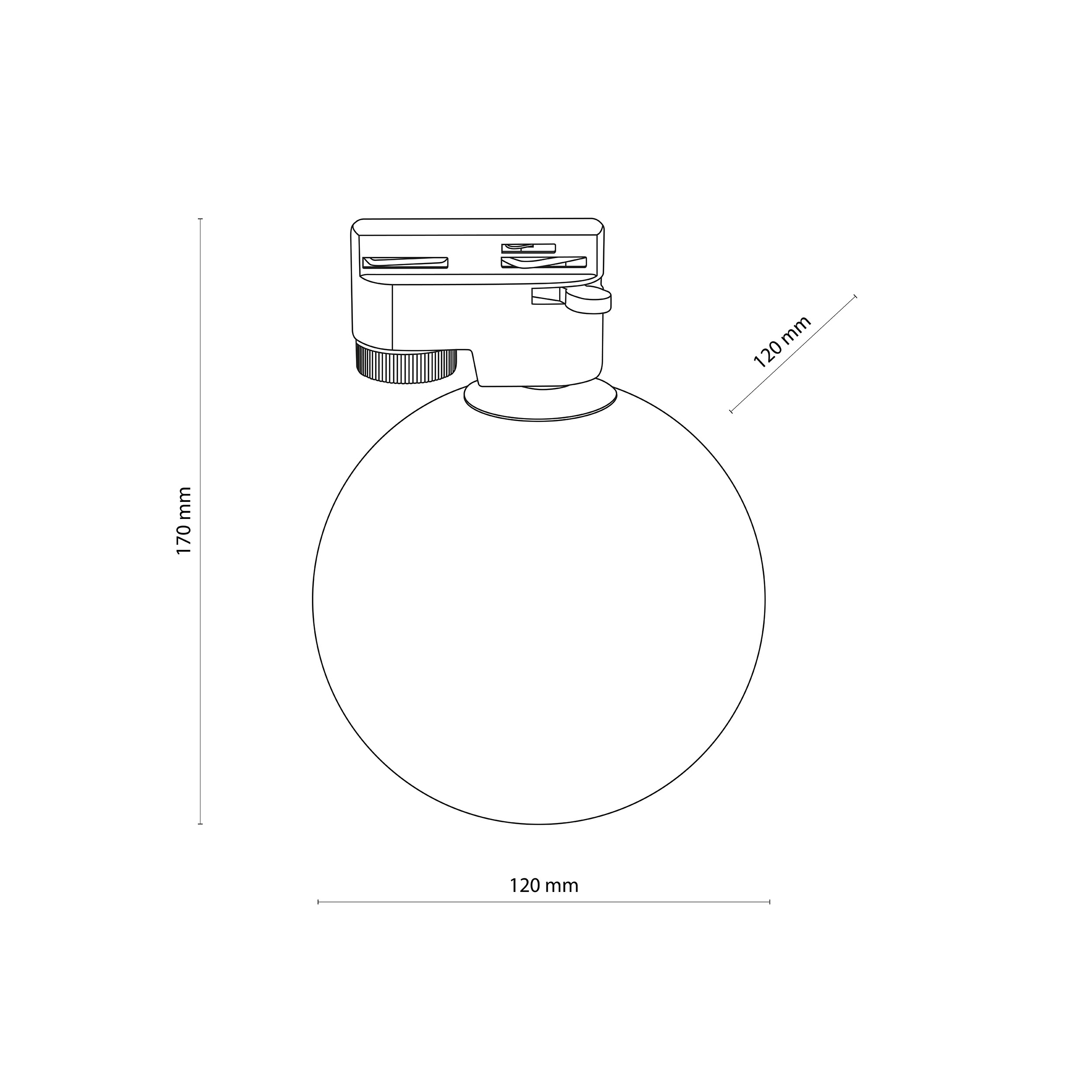 Lampa listwowa TRACER czarna z szarym okrągłym kloszem 17x12cm - TK_4922