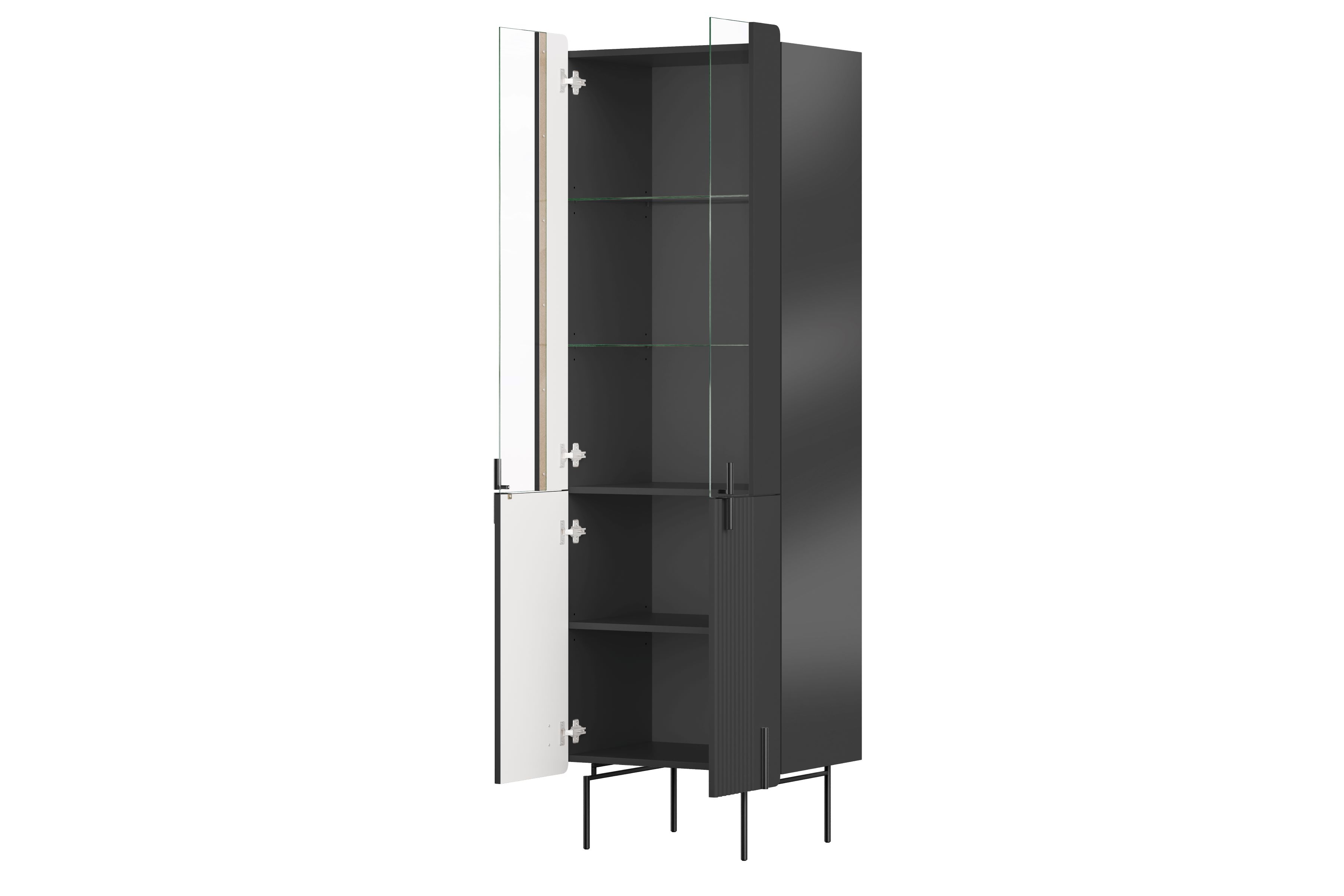Witryna 4-drzwiowa MALMI 60cm - czarna - czarne nóżki - B_166965