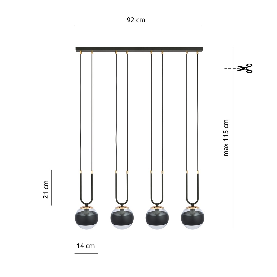 Lampa wisząca GLAM Czarny 1113/4 - 1113/4