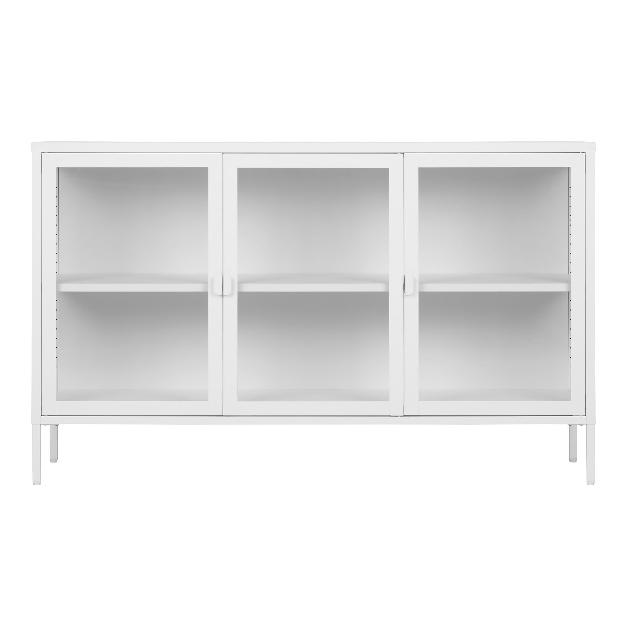 Kredens 3-drzwiowy BRISBANE przeszklone boki stalowy 140x40x85 cm - biały - 3001051