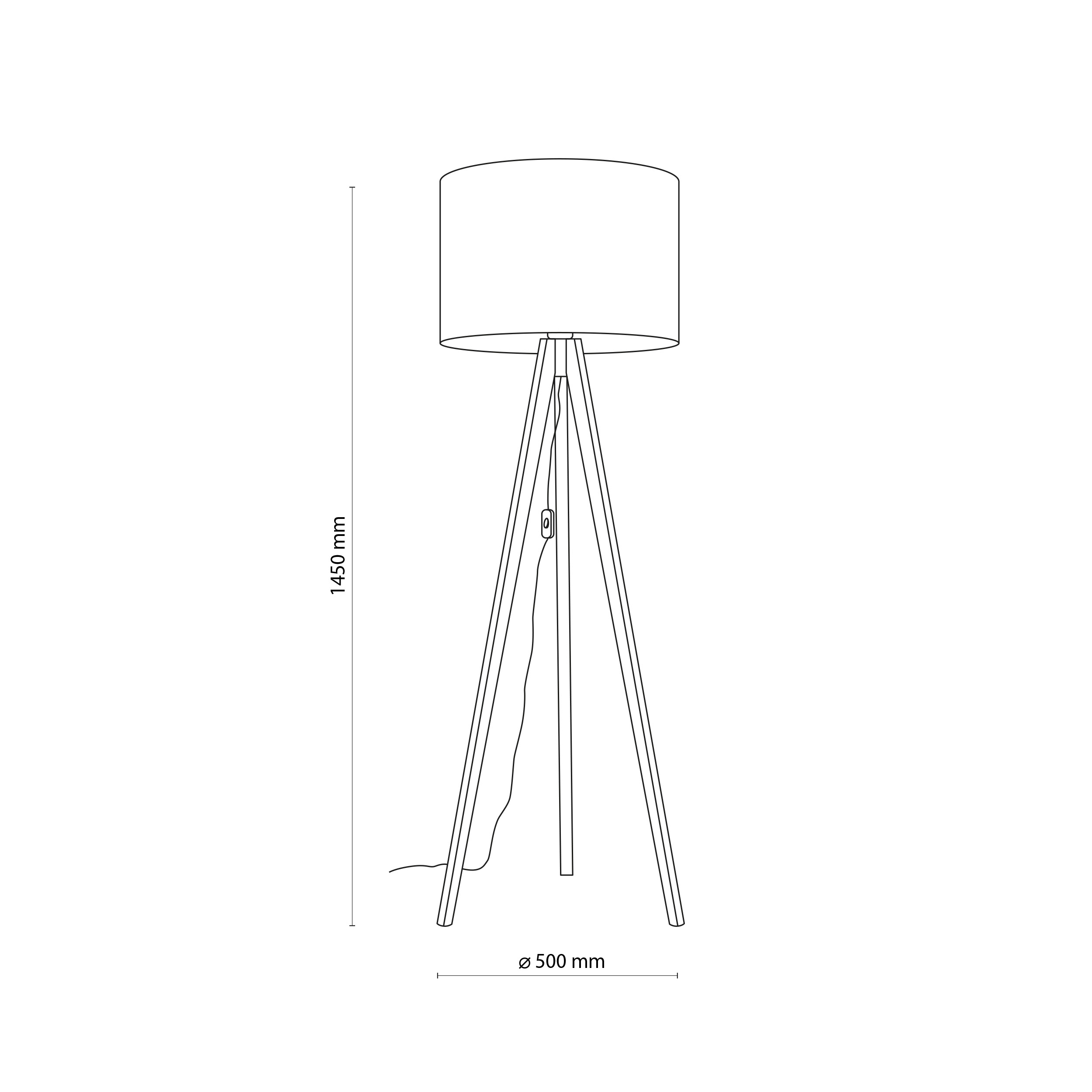 Lampa podłogowa GRAND drewniane nogi z orzecha z białym okrągłym kloszem 145x50cm - TK_16003