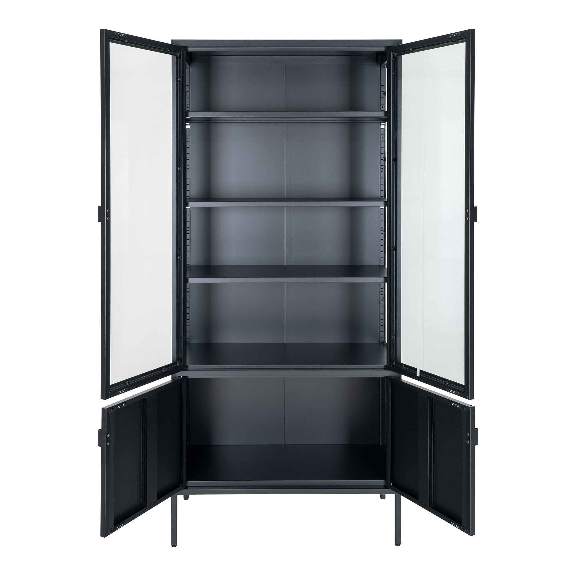 Witryna 4-drzwiowa BRISBANE przeszklone boki 80x35x180 cm - czarna - 3001057